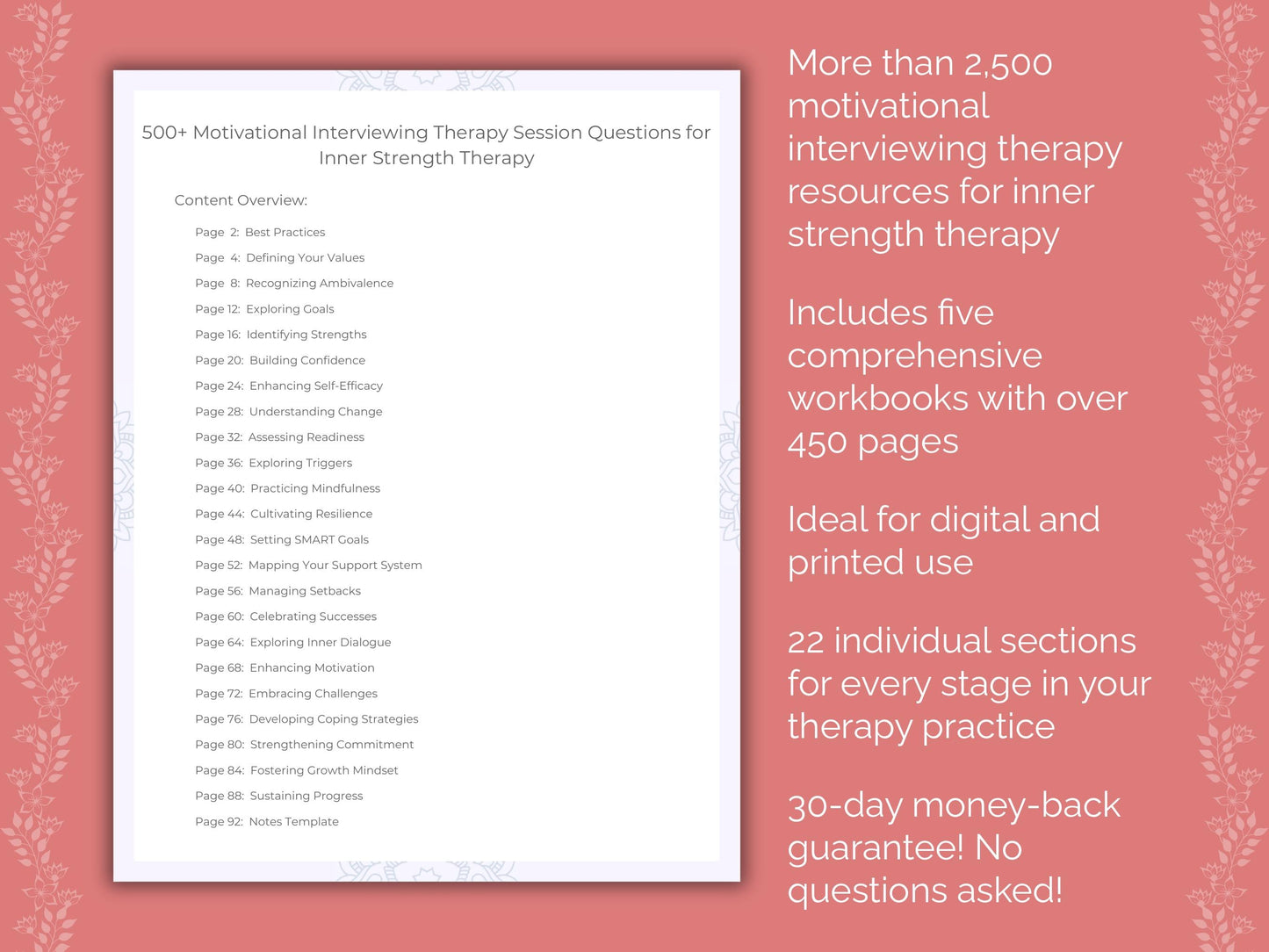 Inner Strength Motivational Interviewing Therapist Worksheets