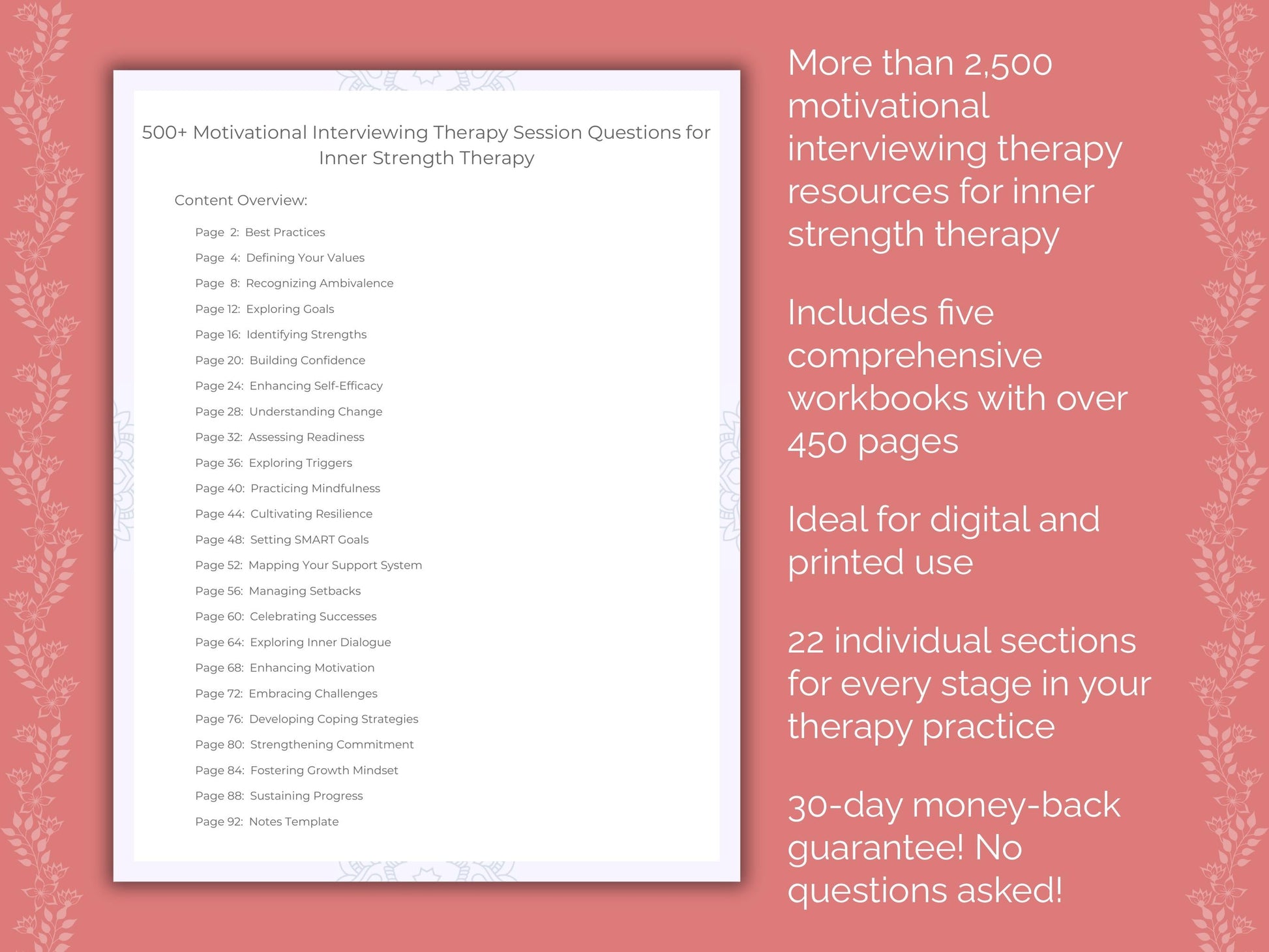 Inner Strength Motivational Interviewing Therapist Worksheets