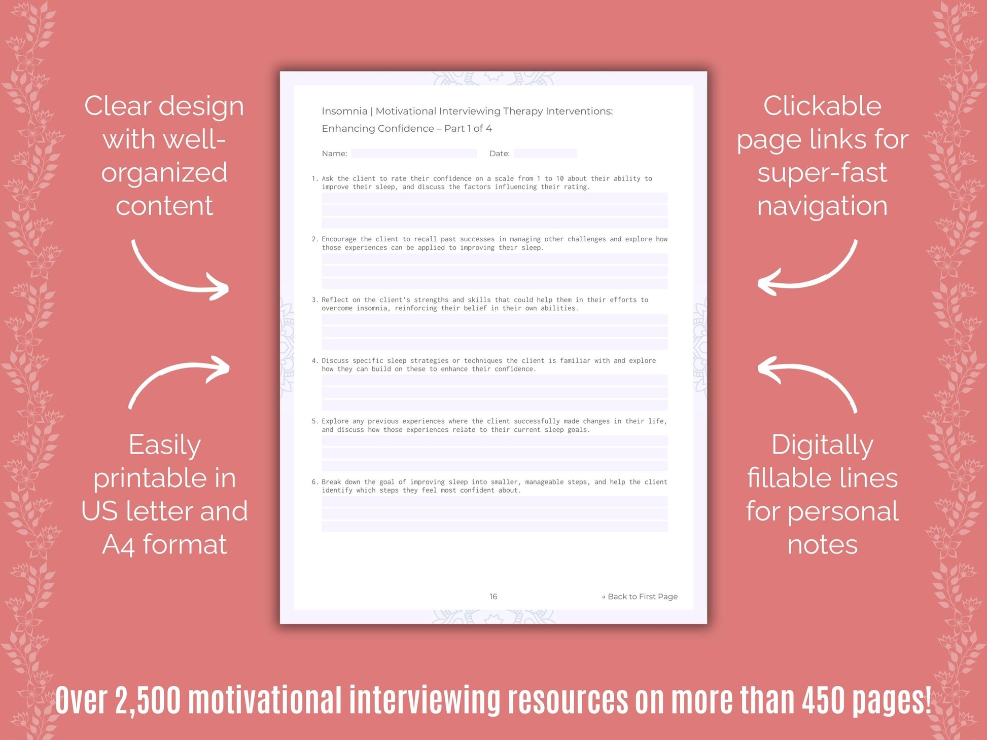 Insomnia Motivational Interviewing Counseling Templates