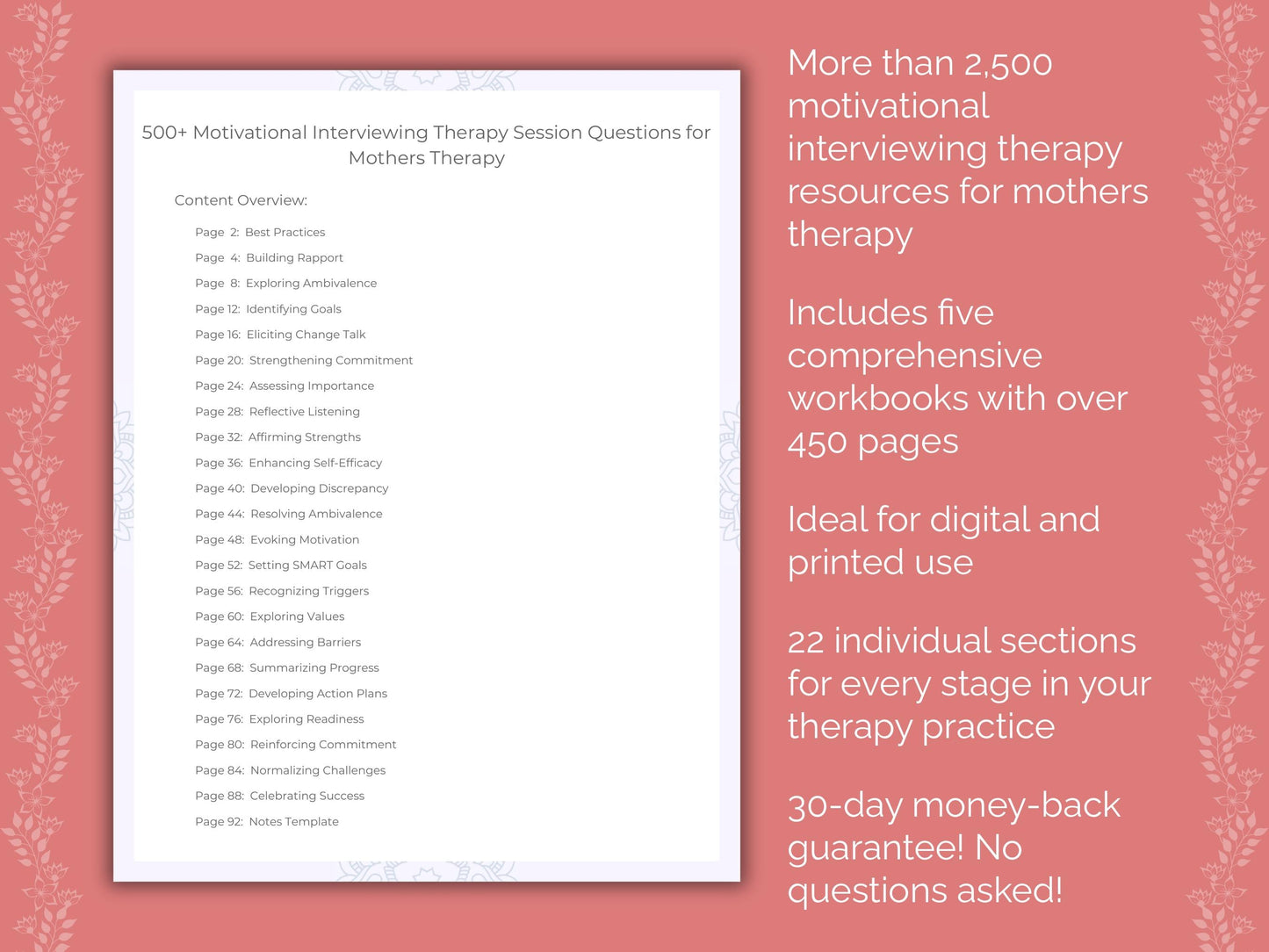 Mothers Motivational Interviewing Therapist Worksheets