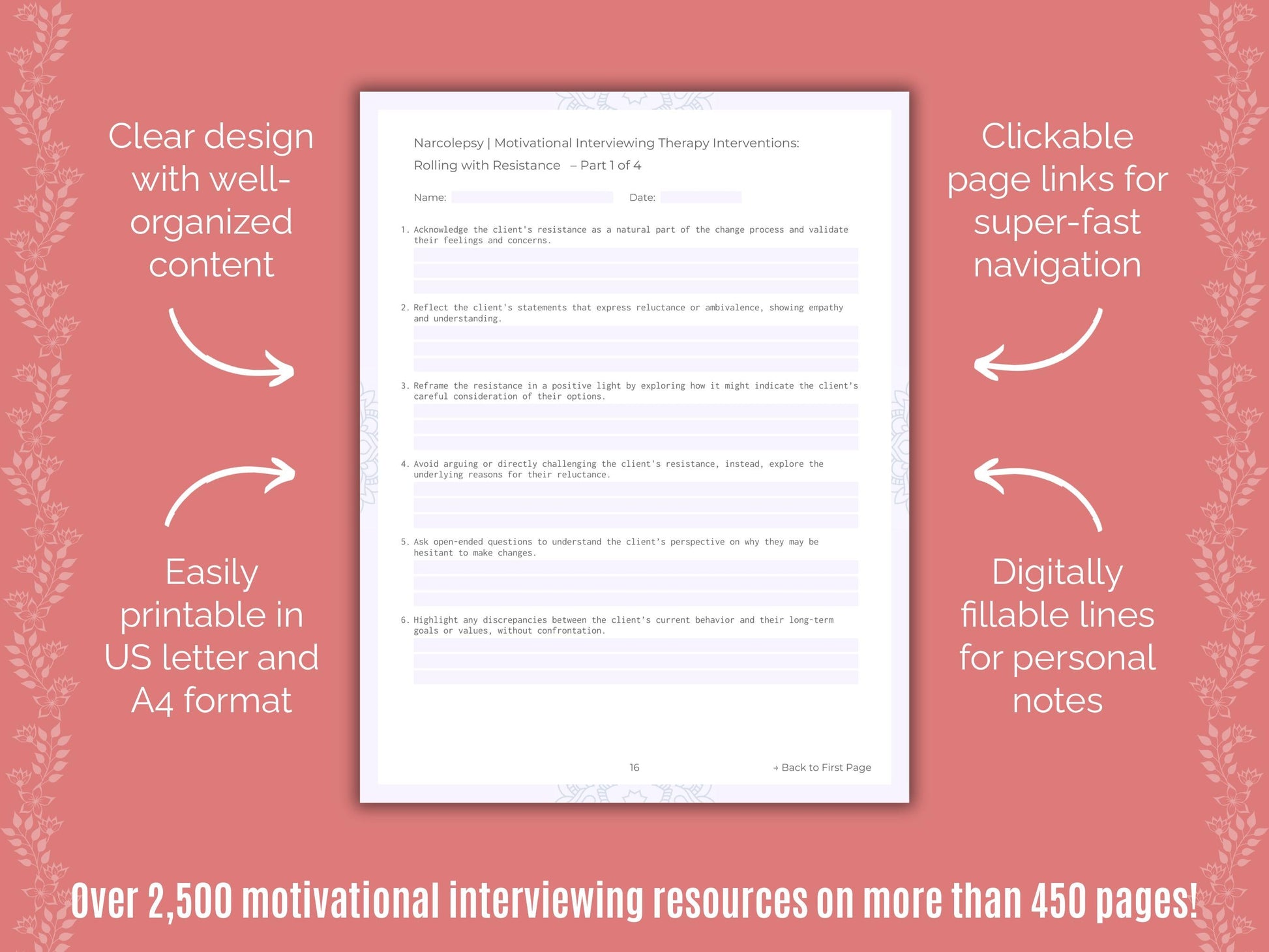 Narcolepsy Motivational Interviewing Counseling Templates