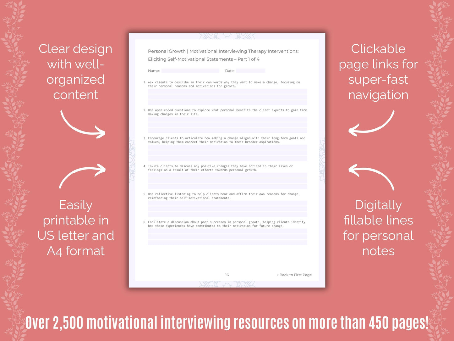 Personal Growth Motivational Interviewing Counseling Templates