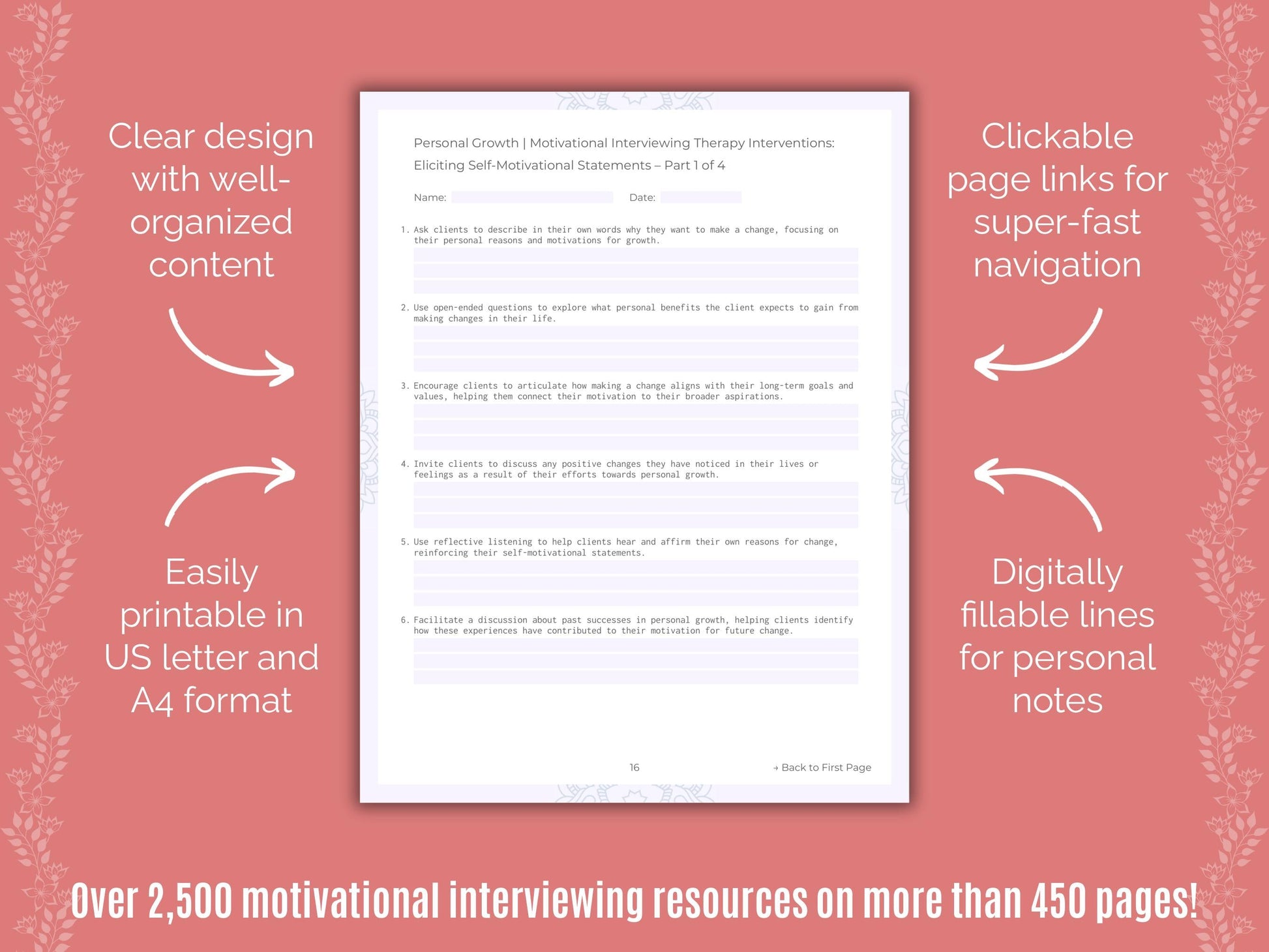 Personal Growth Motivational Interviewing Counseling Templates