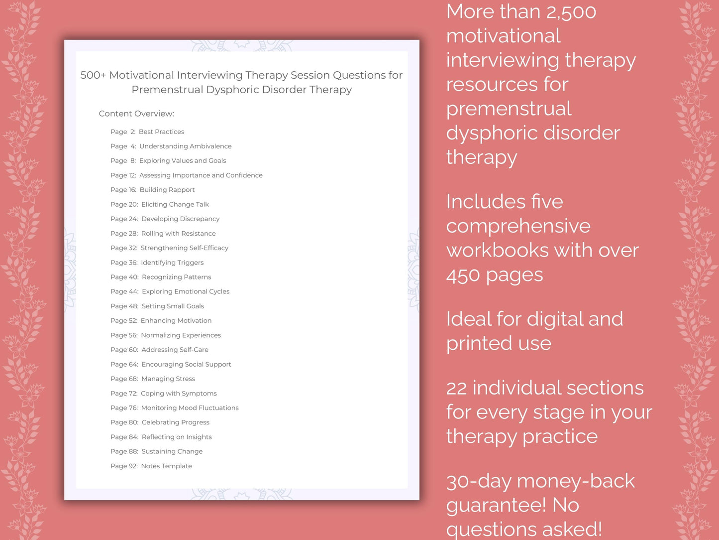 Premenstrual Dysphoric Disorder Motivational Interviewing Therapist Worksheets