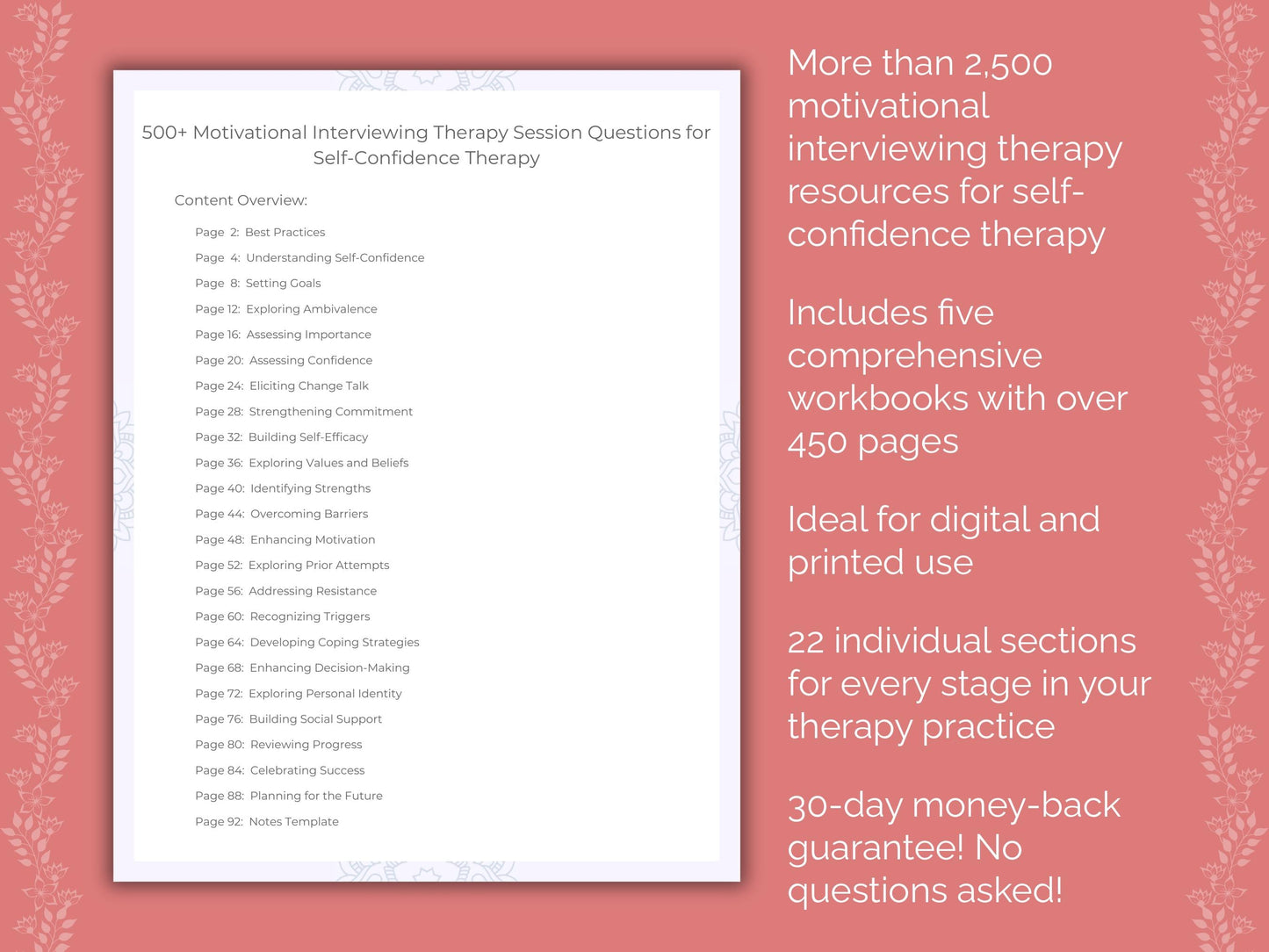 Self-Confidence Motivational Interviewing Therapist Worksheets