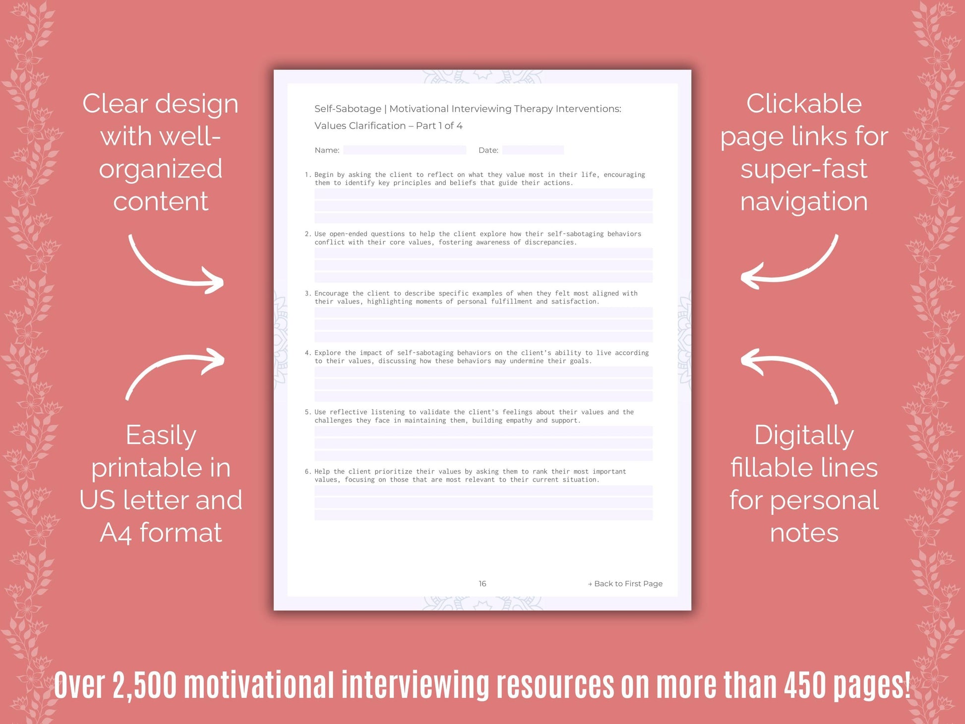 Self-Sabotage Motivational Interviewing Counseling Templates