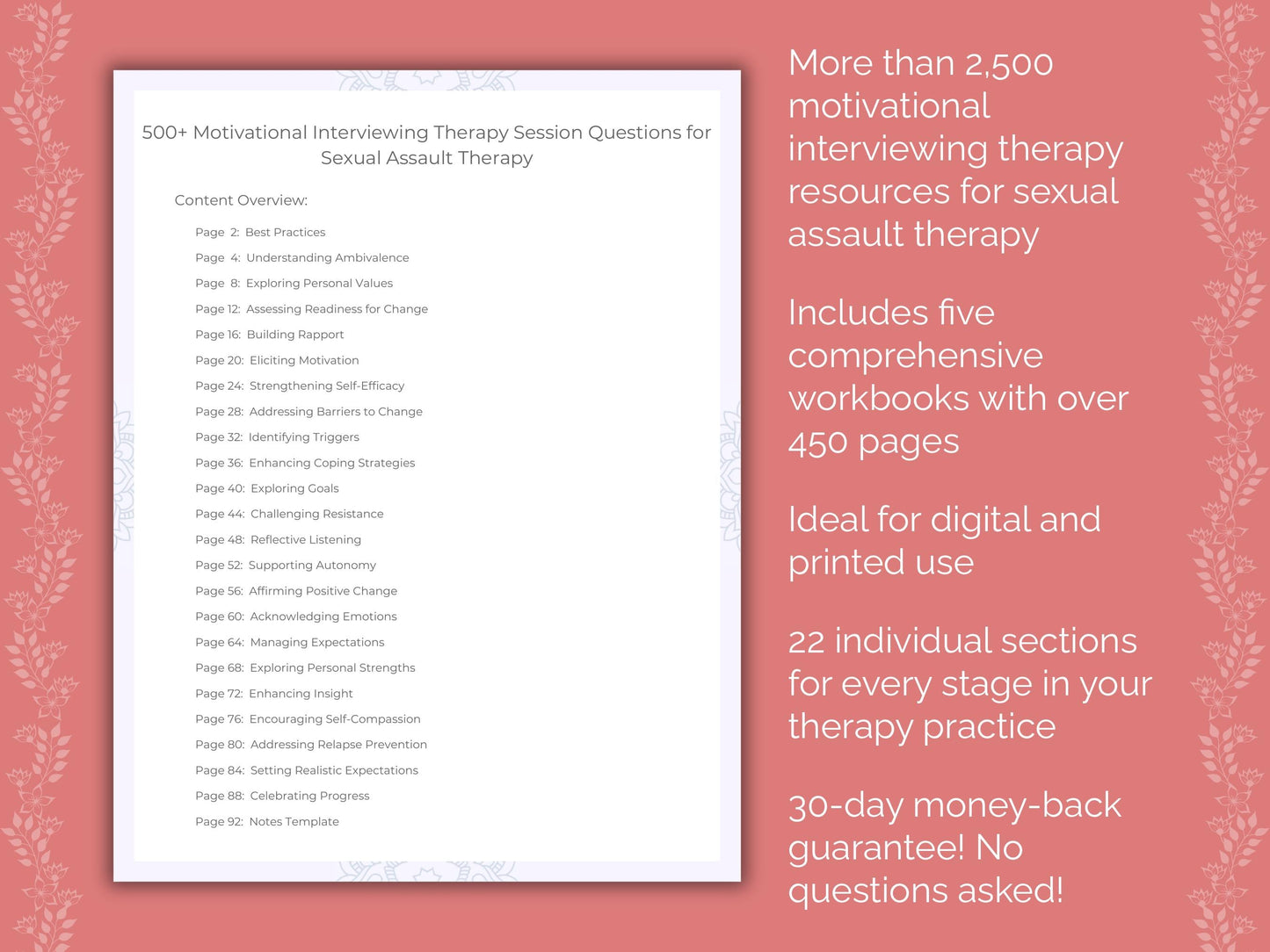 Sexual Assault Motivational Interviewing Therapist Worksheets