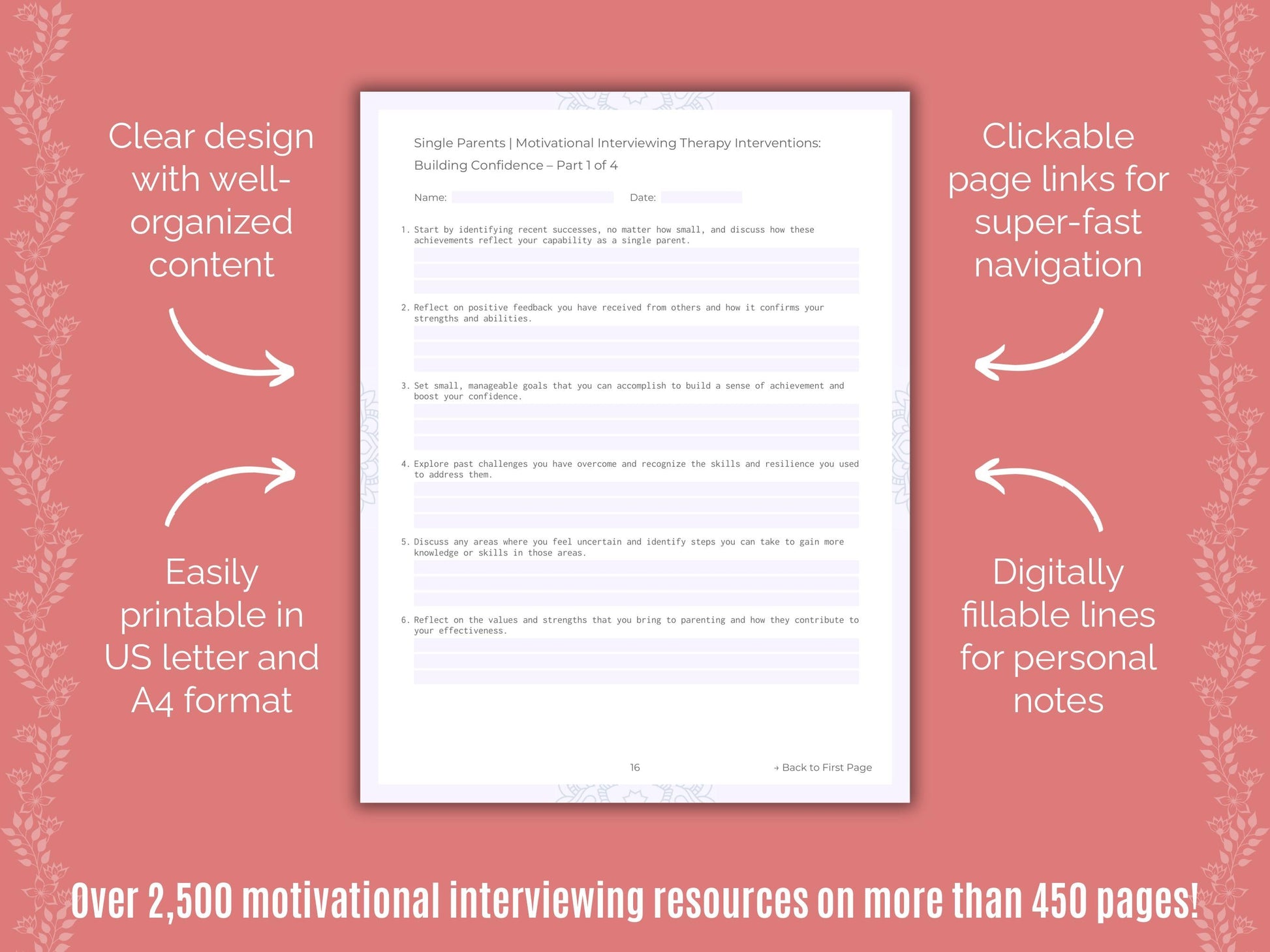 Single Parents Motivational Interviewing Counseling Templates