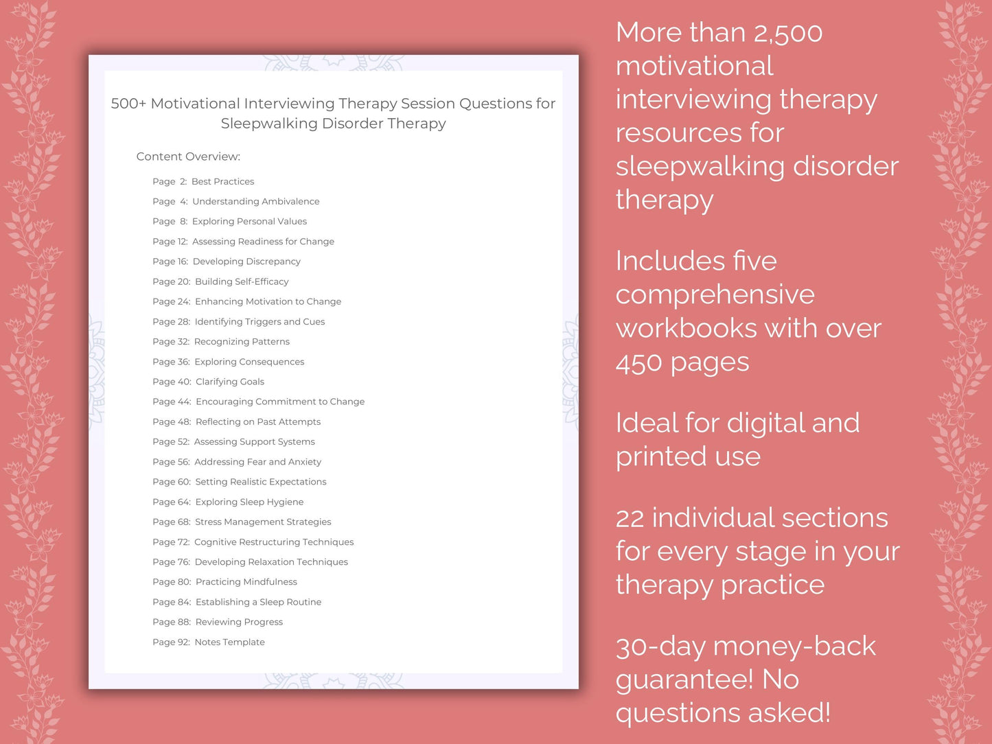 Sleepwalking Disorder Motivational Interviewing Therapist Worksheets