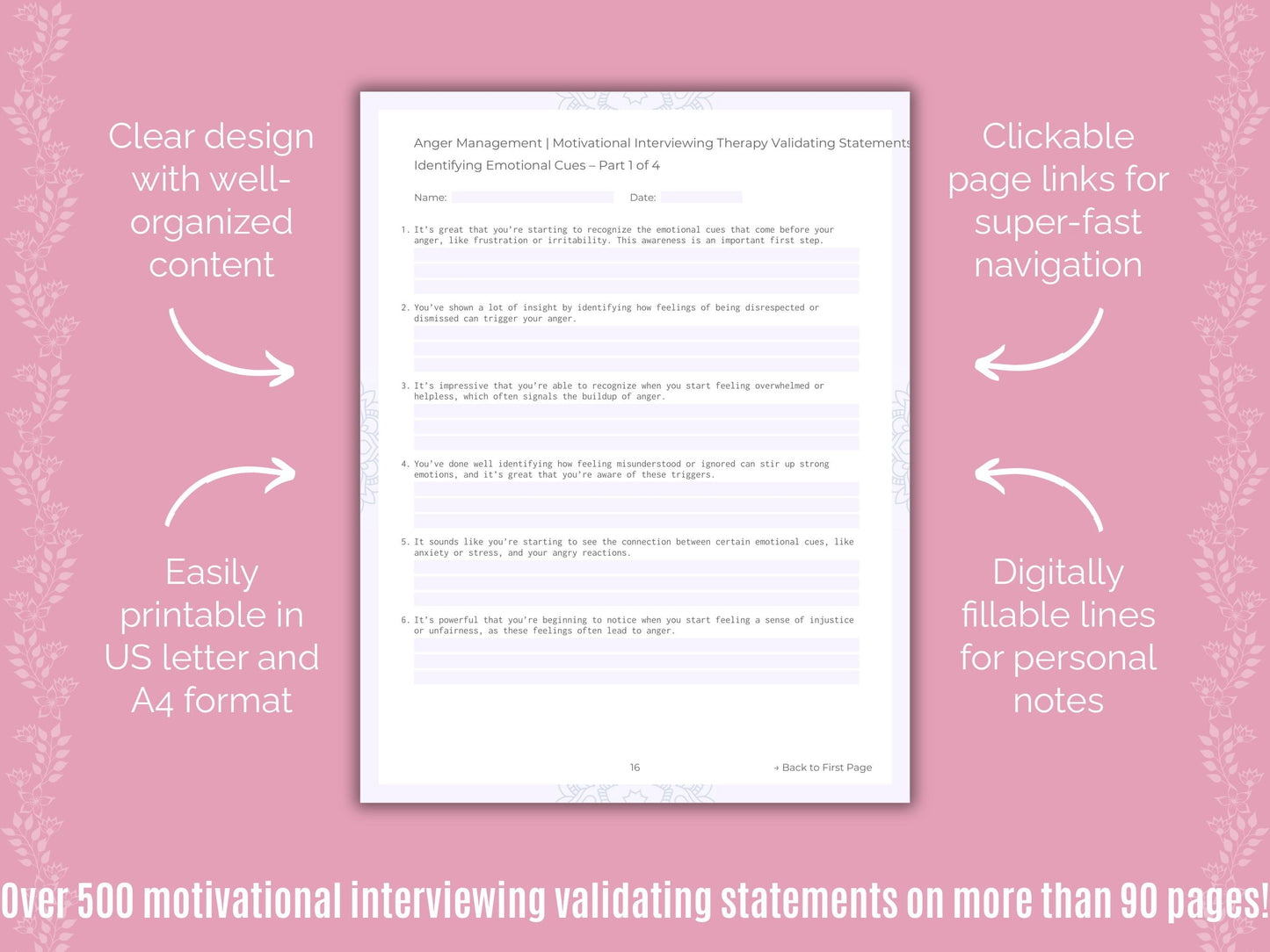 Anger Management Motivational Interviewing Counseling Templates