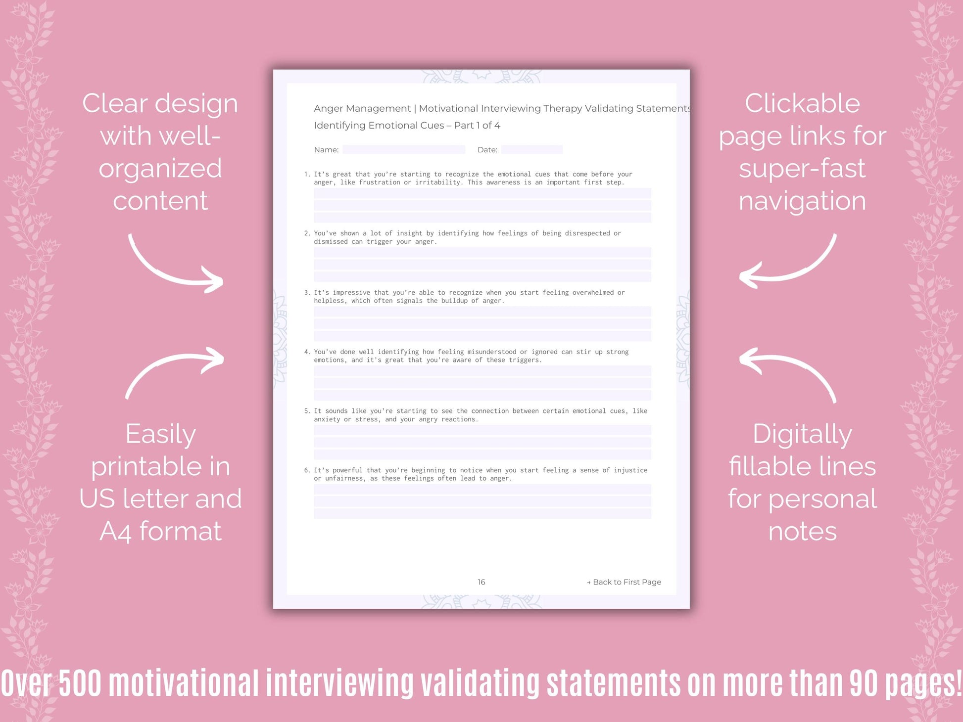 Anger Management Motivational Interviewing Counseling Templates
