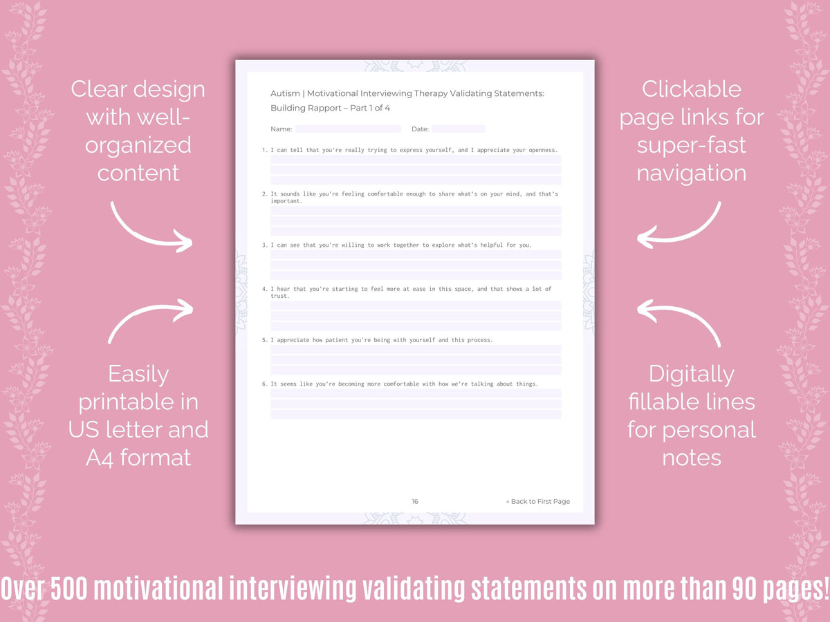 Autism Spectrum Disorder Motivational Interviewing Counseling Templates