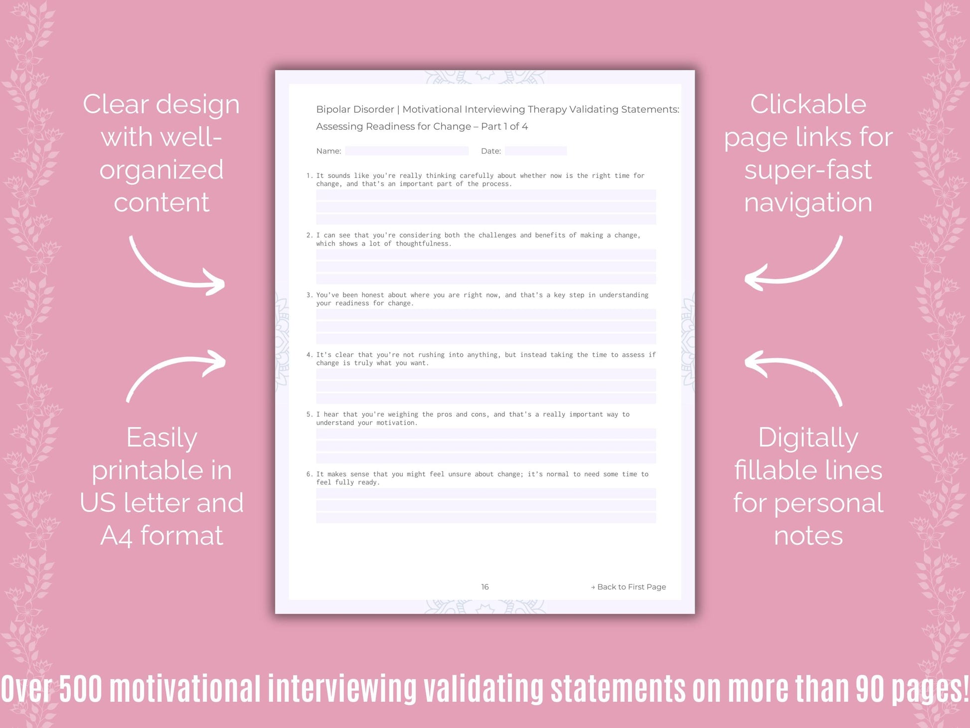 Bipolar Disorder Motivational Interviewing Counseling Templates
