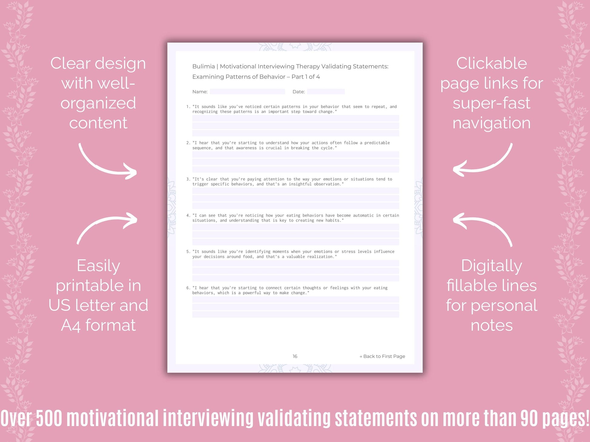 Bulimia Motivational Interviewing Counseling Templates