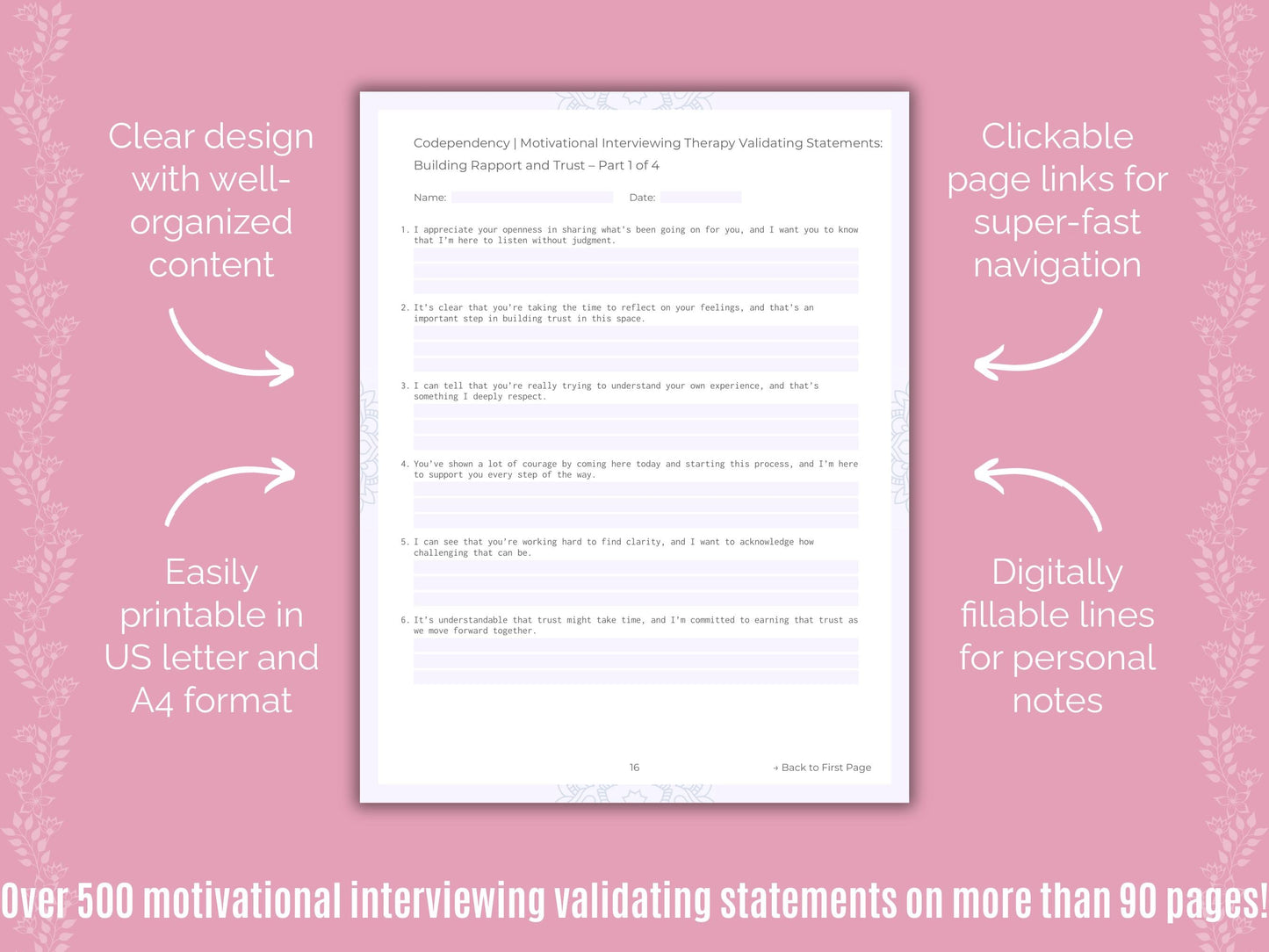Codependency Motivational Interviewing Counseling Templates