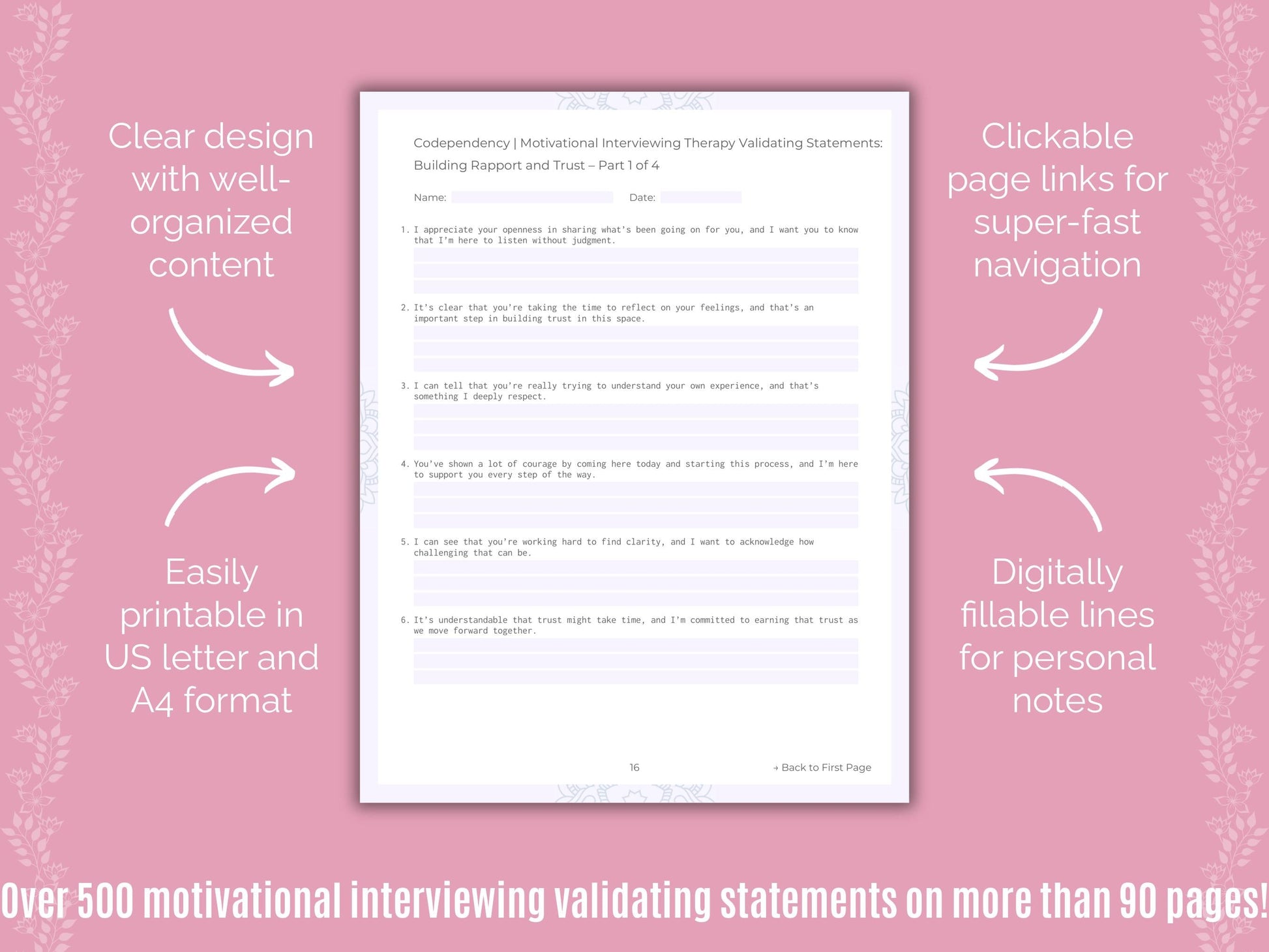 Codependency Motivational Interviewing Counseling Templates