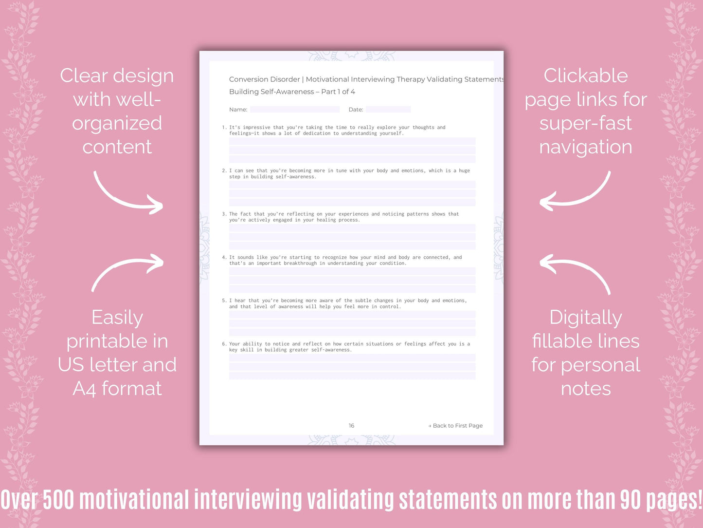 Conversion Disorder Motivational Interviewing Counseling Templates