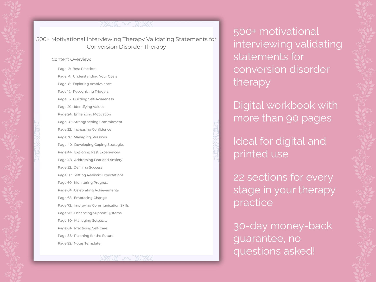 Conversion Disorder Motivational Interviewing Therapist Worksheets