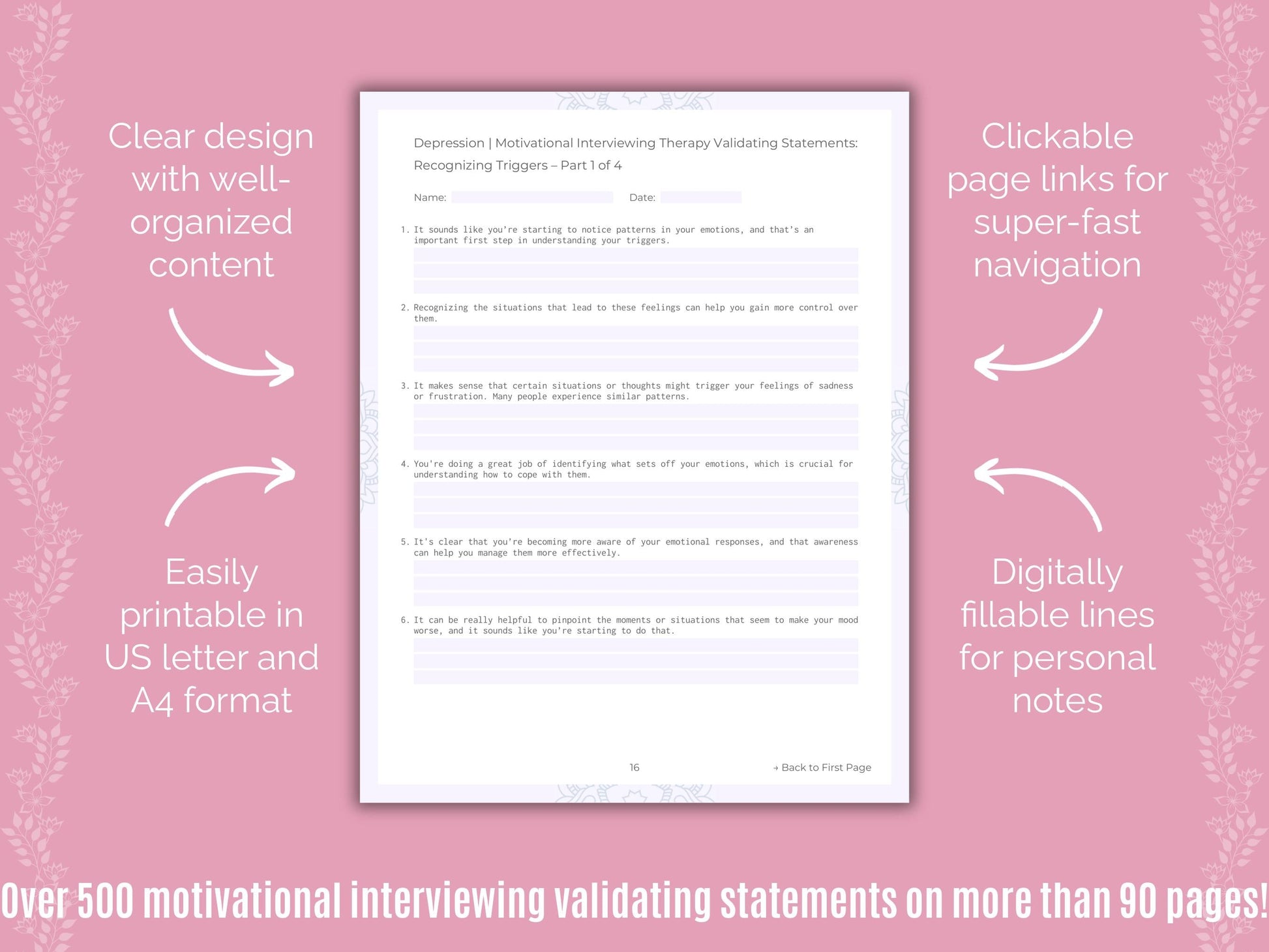 Depression Motivational Interviewing Counseling Templates