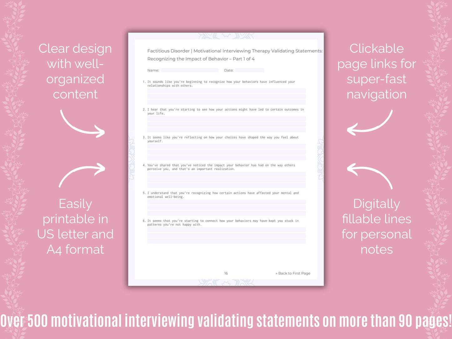 Factitious Disorder Motivational Interviewing Counseling Templates