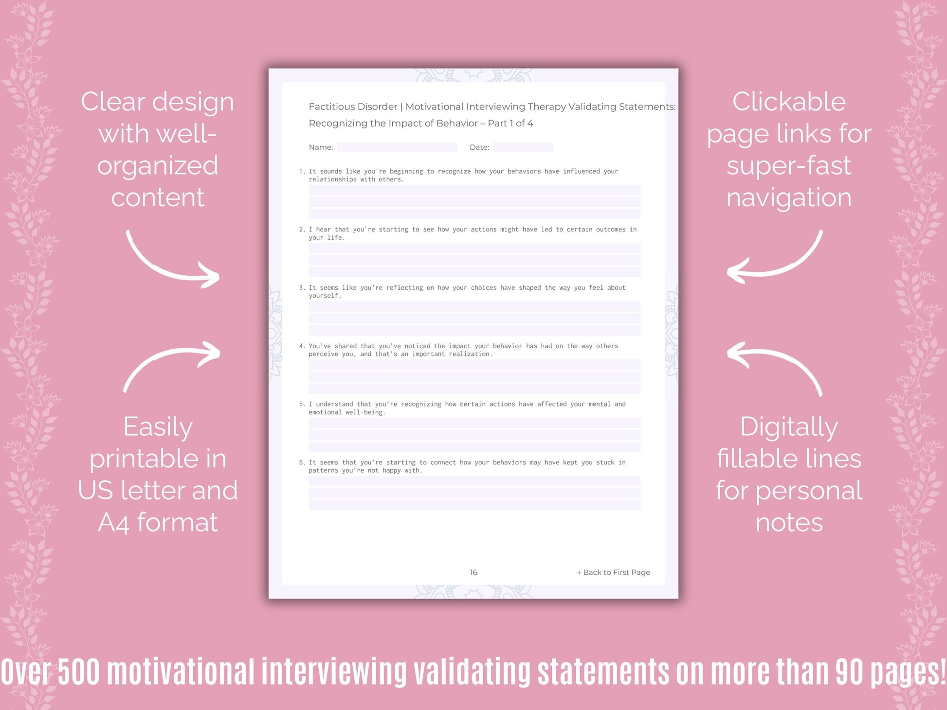 Factitious Disorder Motivational Interviewing Counseling Templates