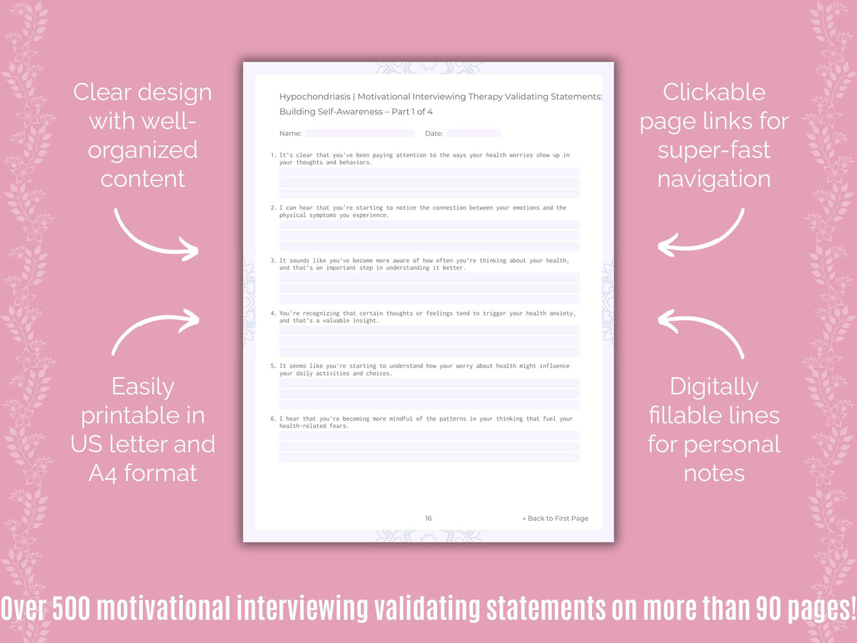 Hypochondriasis Motivational Interviewing Counseling Templates