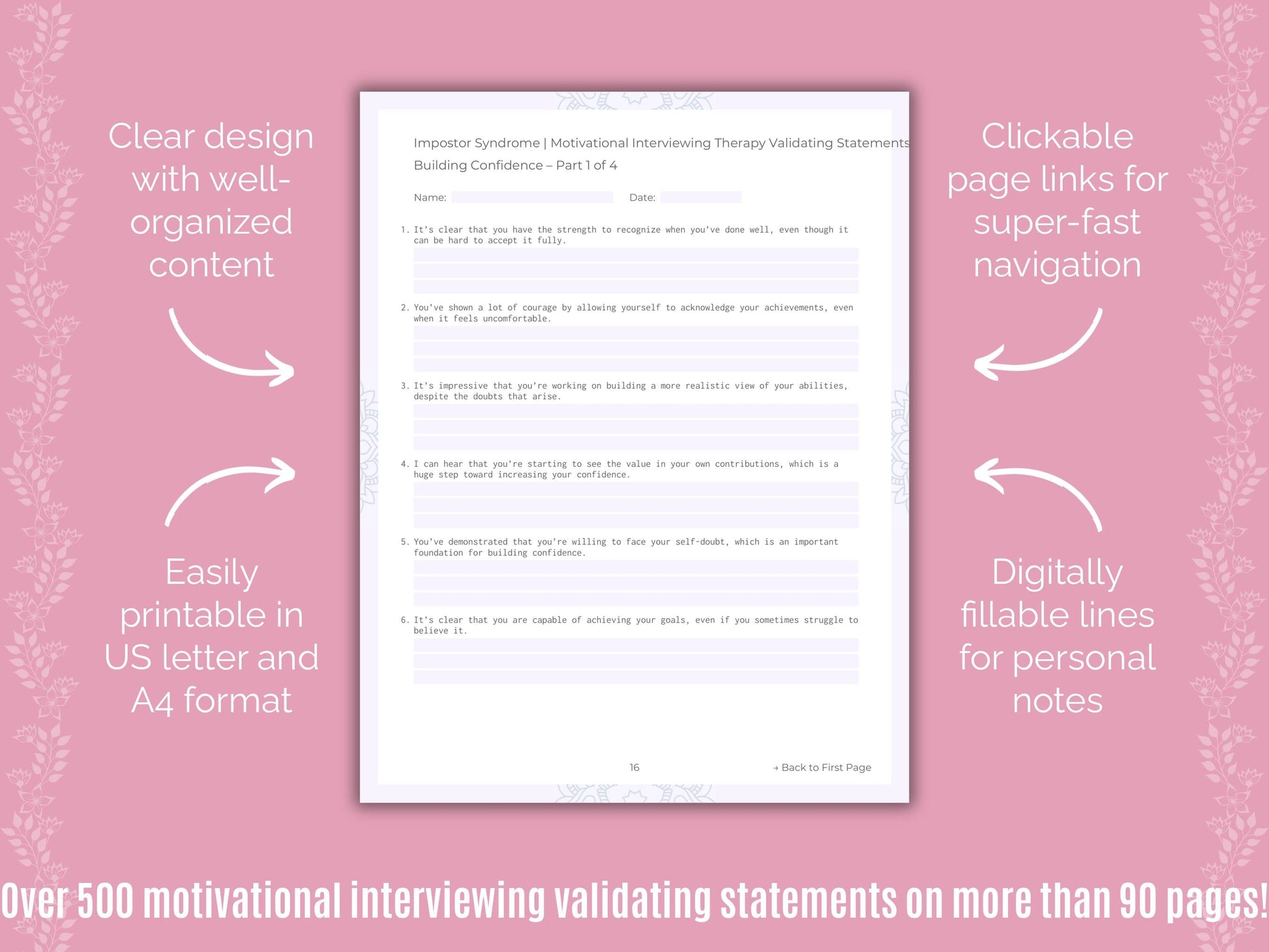 Impostor Syndrome Motivational Interviewing Counseling Templates