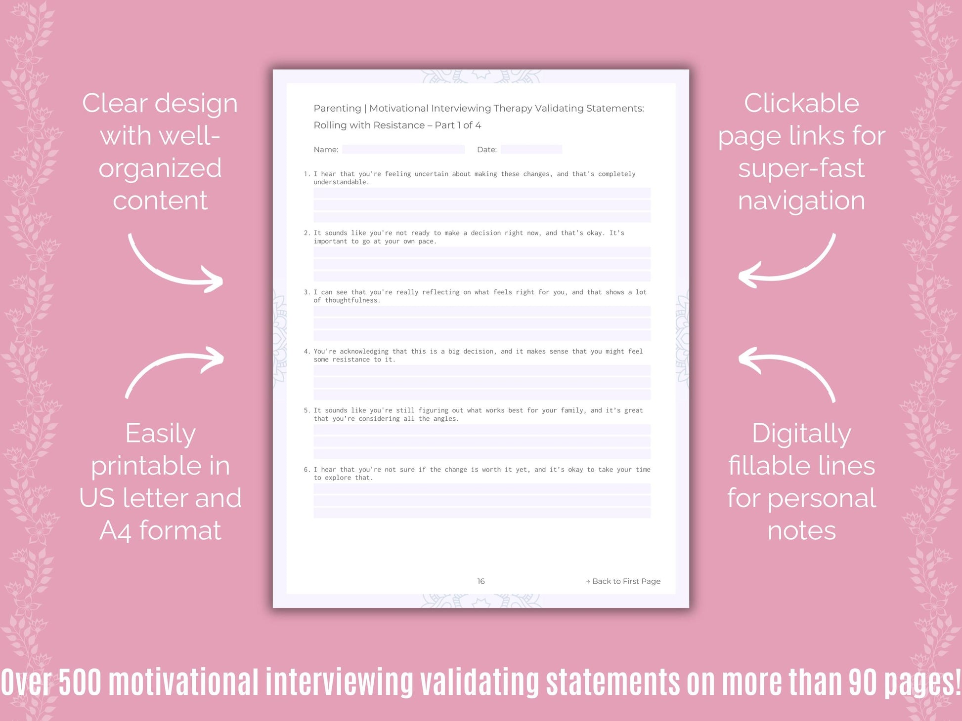 Parenting Motivational Interviewing Counseling Templates