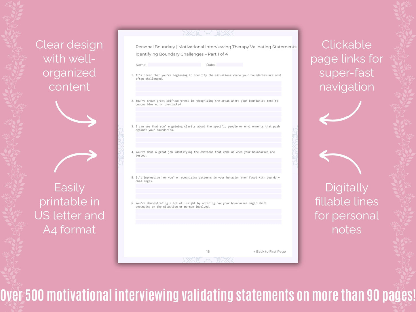 Personal Boundary Motivational Interviewing Counseling Templates