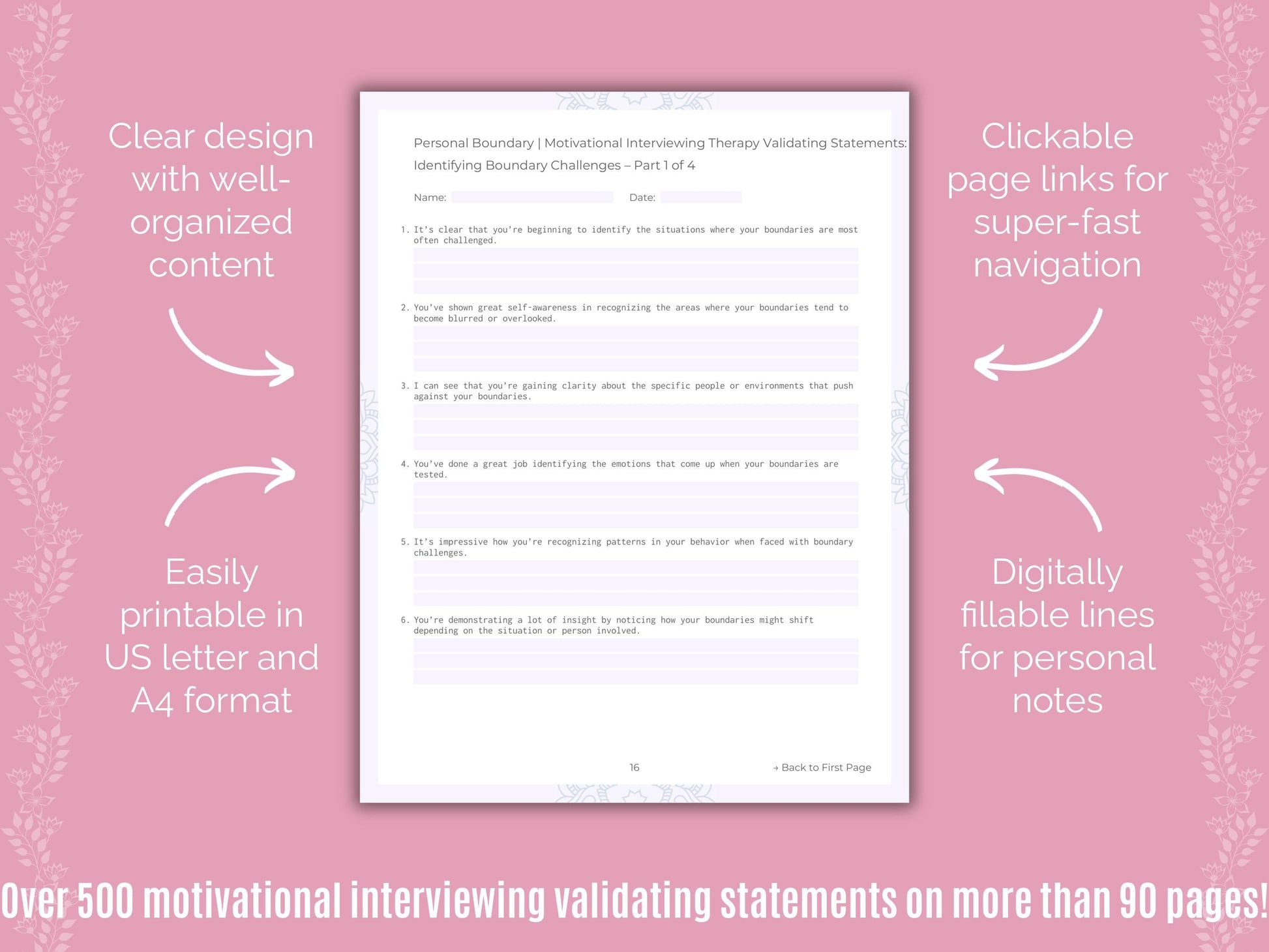 Personal Boundary Motivational Interviewing Counseling Templates