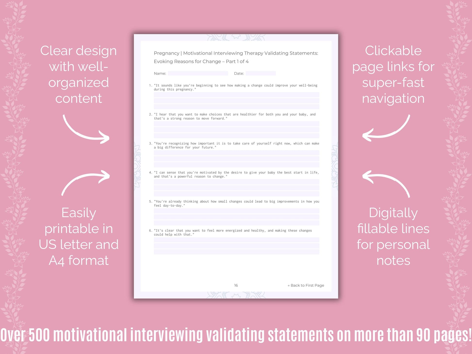 Pregnancy Motivational Interviewing Counseling Templates
