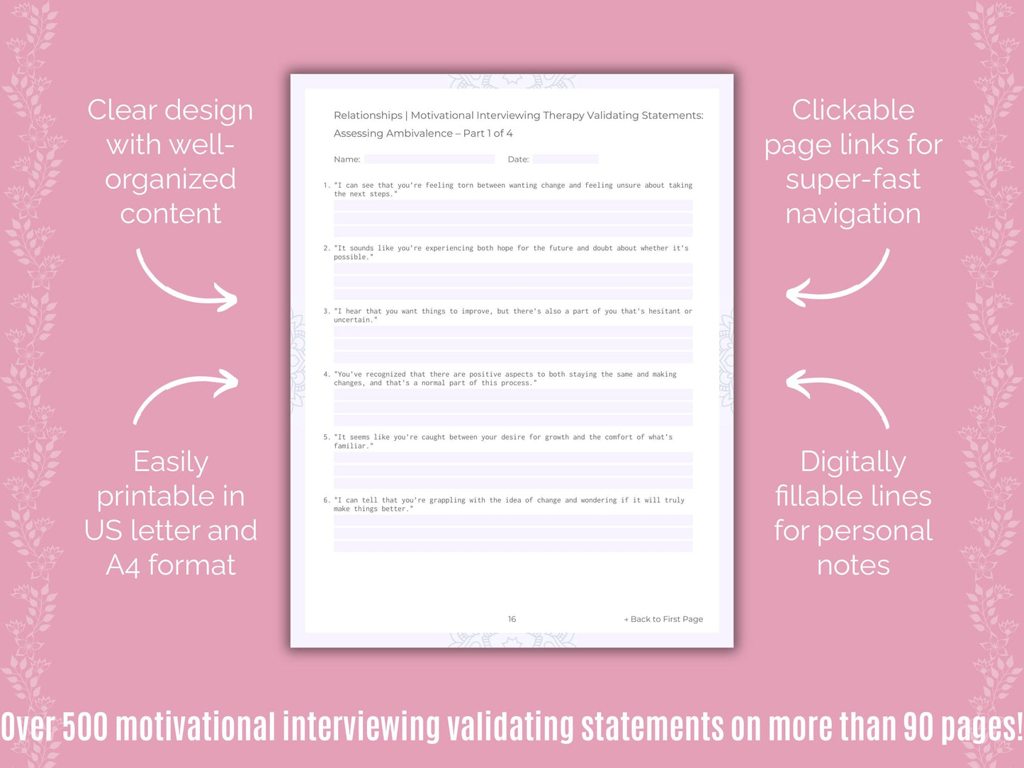 Relationships Motivational Interviewing Counseling Templates
