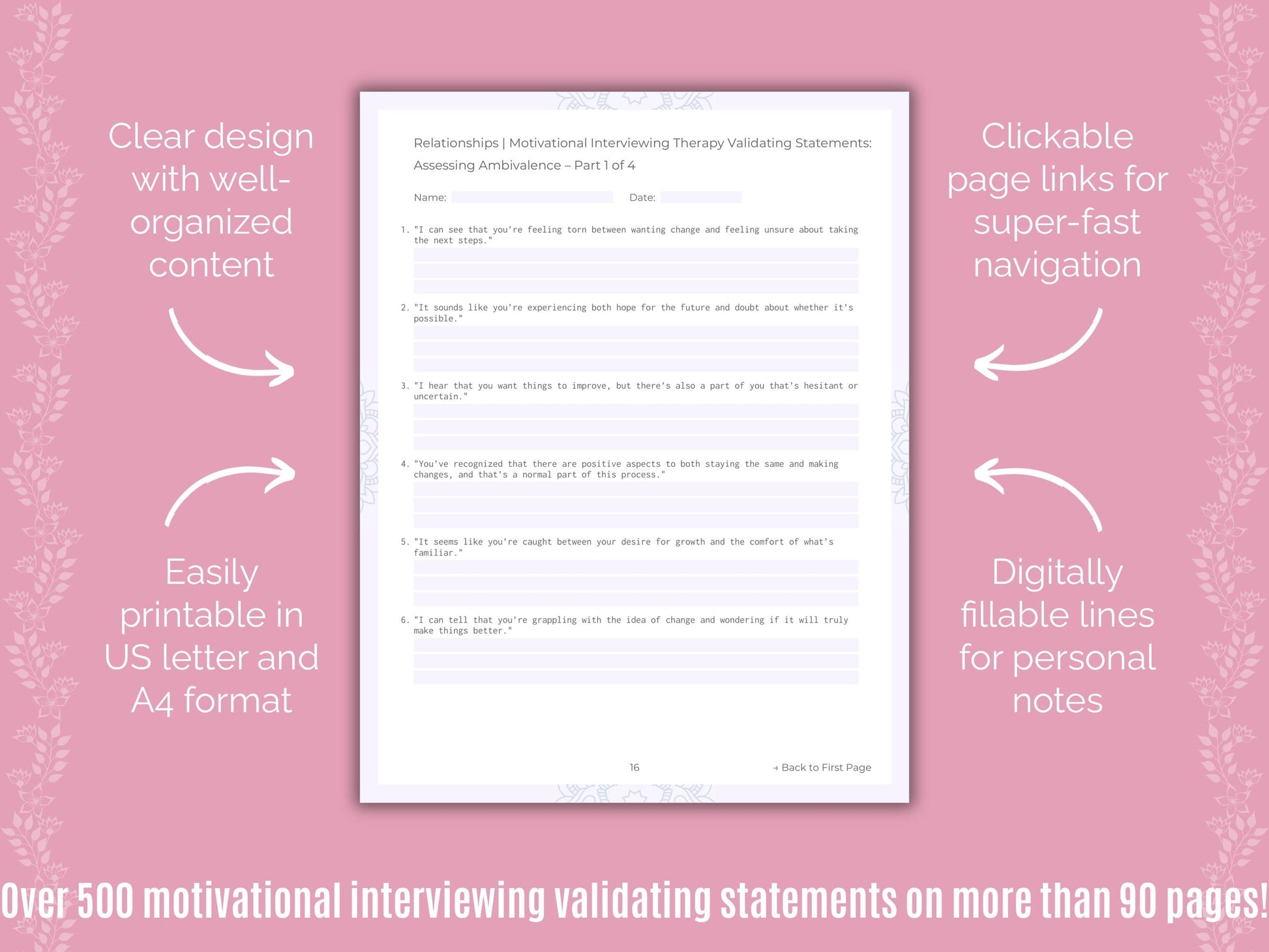 Relationships Motivational Interviewing Counseling Templates