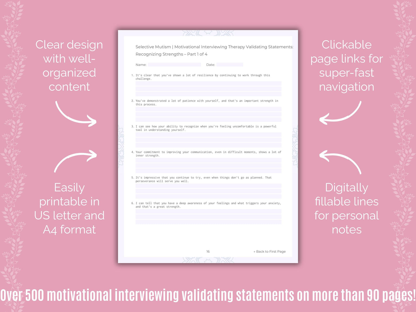 Selective Mutism Motivational Interviewing Counseling Templates