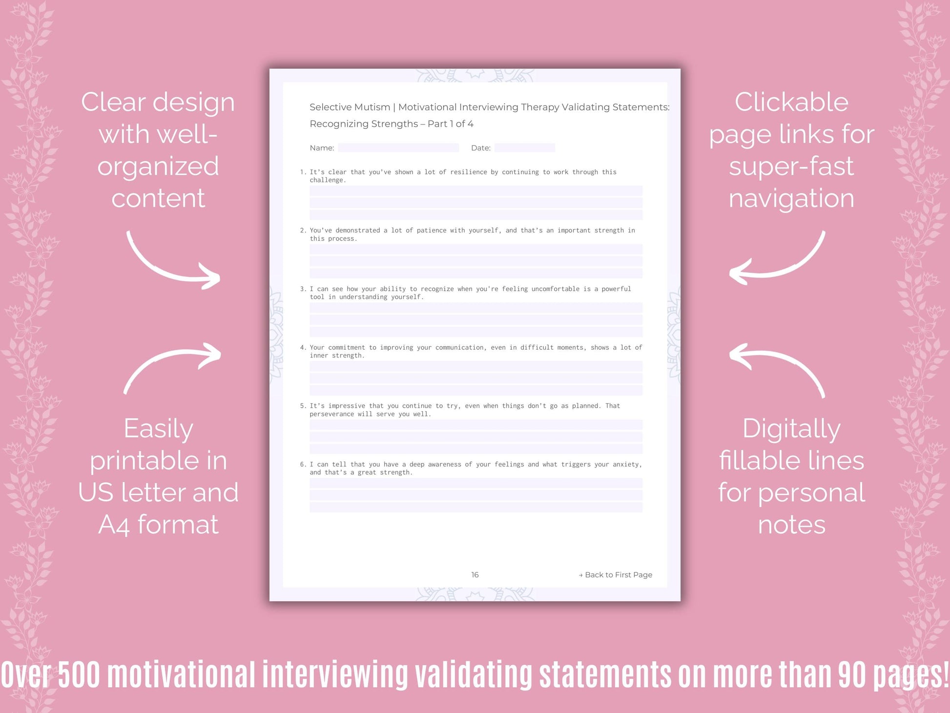Selective Mutism Motivational Interviewing Counseling Templates