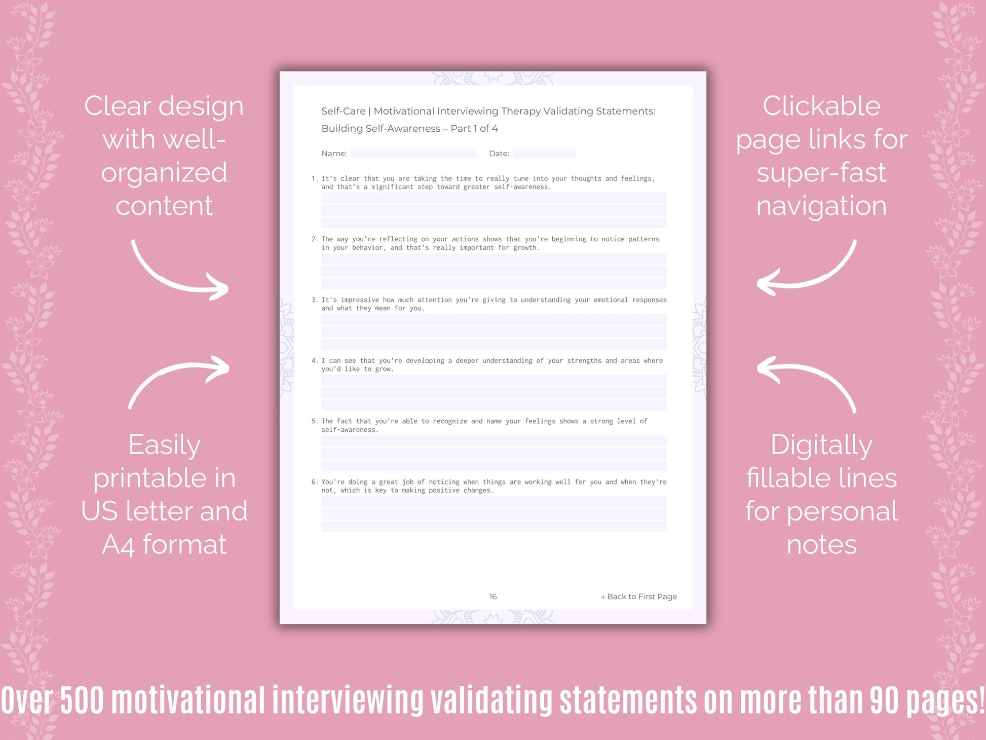 Self-Care Motivational Interviewing Counseling Templates