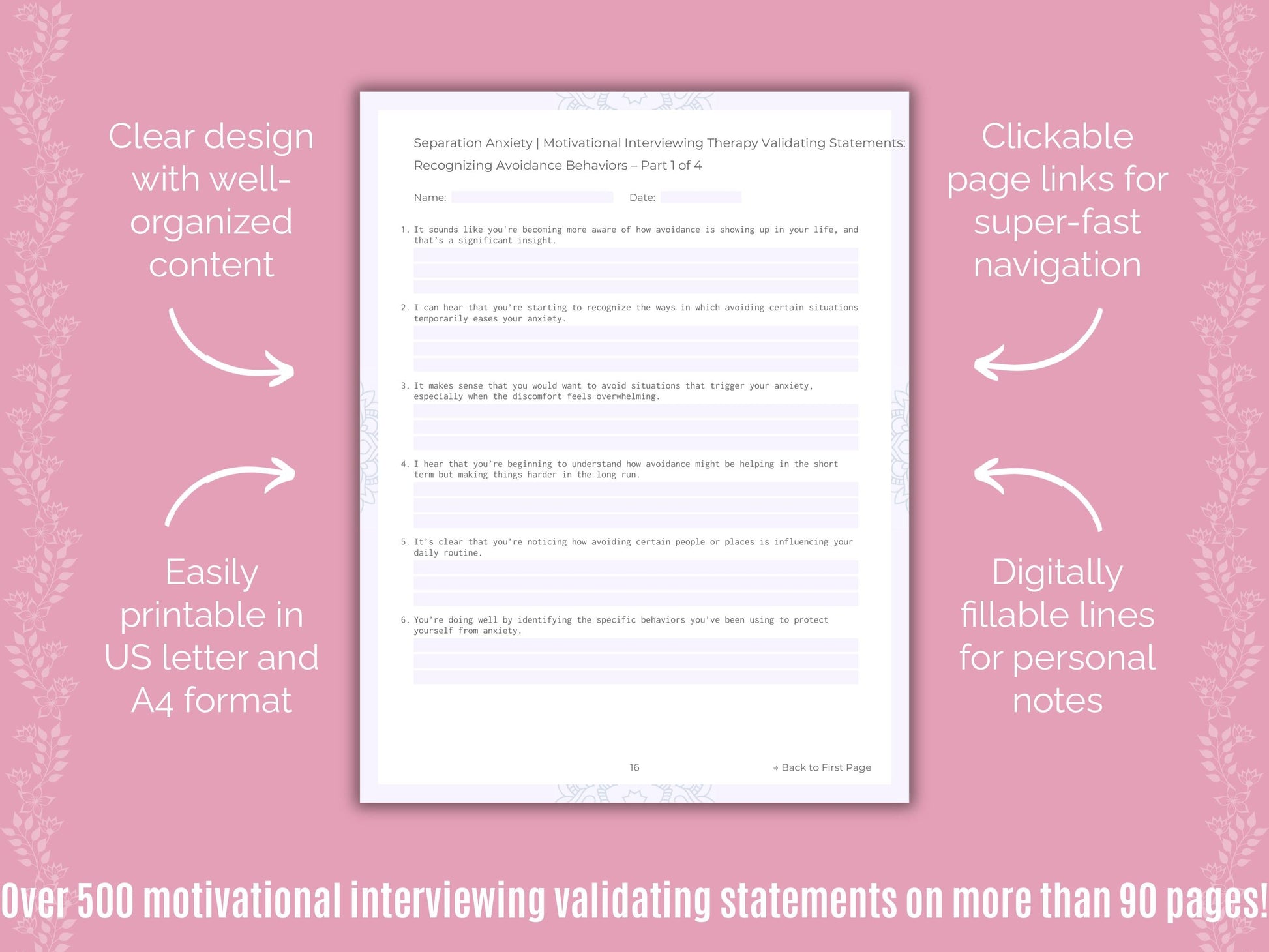 Separation Anxiety Motivational Interviewing Counseling Templates