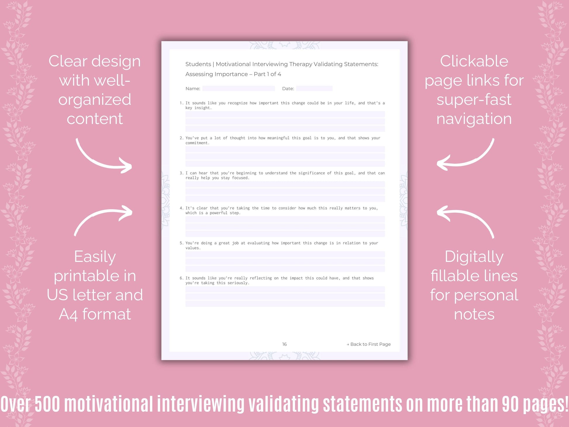 Students Motivational Interviewing Counseling Templates