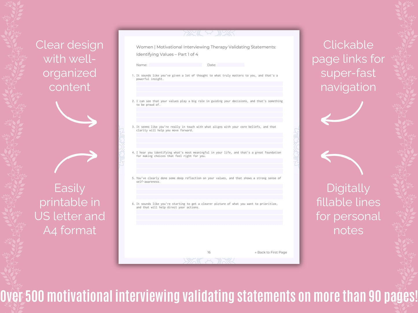 Women Motivational Interviewing Counseling Templates