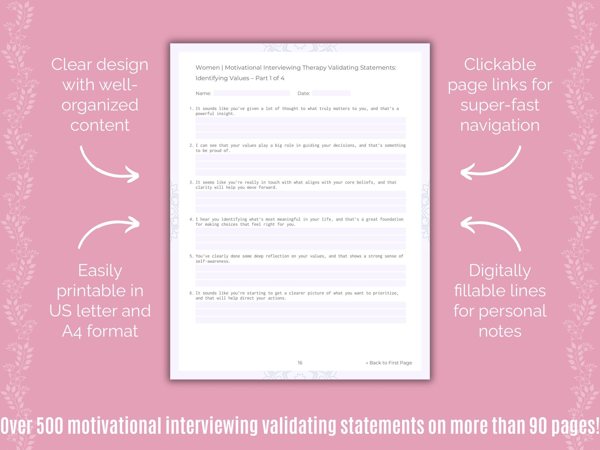 Women Motivational Interviewing Counseling Templates