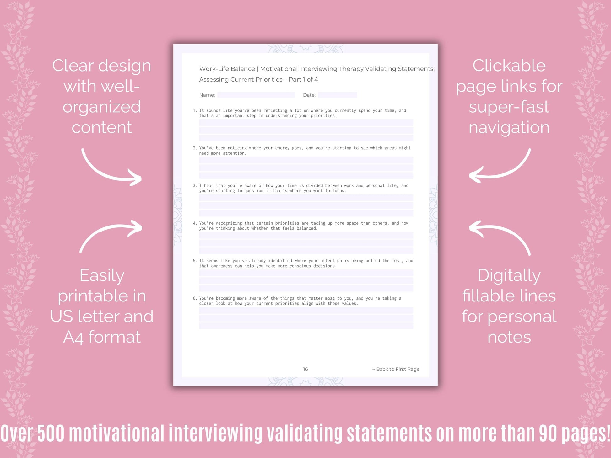 Work-Life Balance Motivational Interviewing Counseling Templates