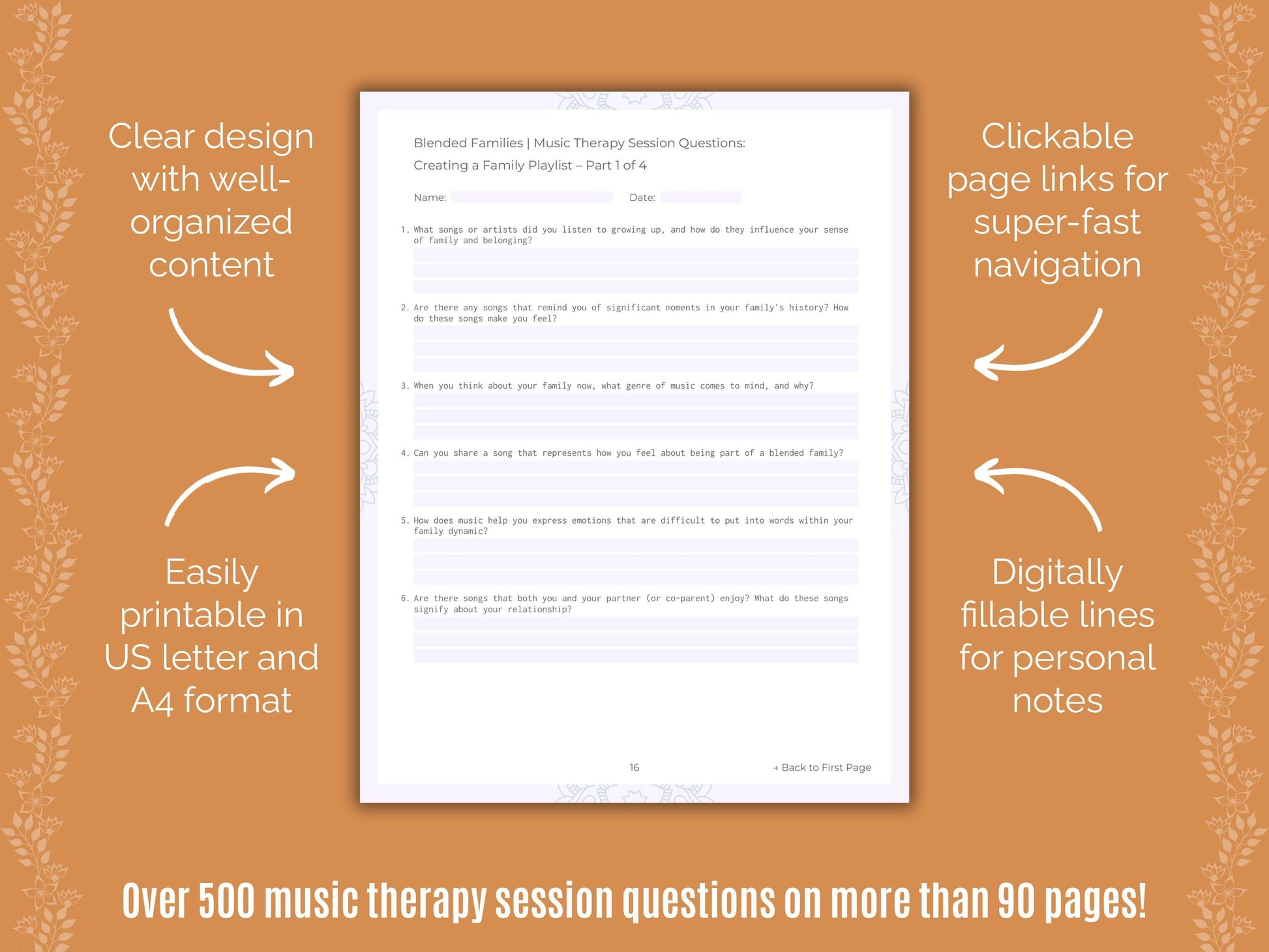Blended Families Music Therapy Counseling Templates