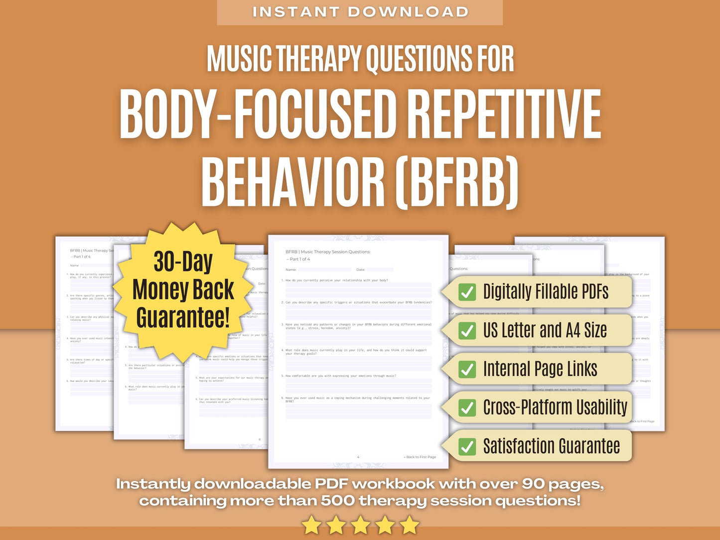 Body-Focused Repetitive Behavior (BFRB) Music Therapy Psychology Workbooks