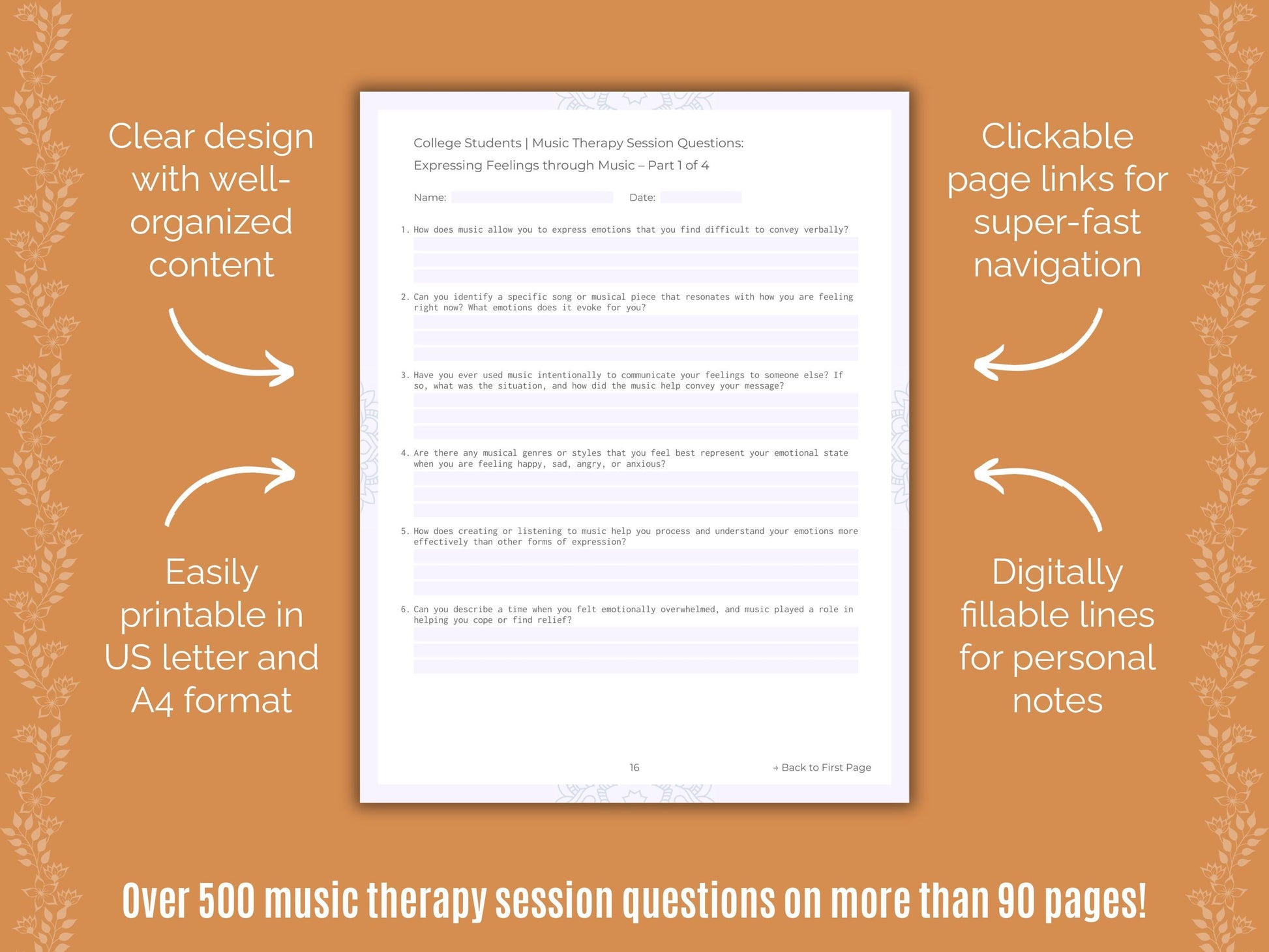 College Students Music Therapy Counseling Templates