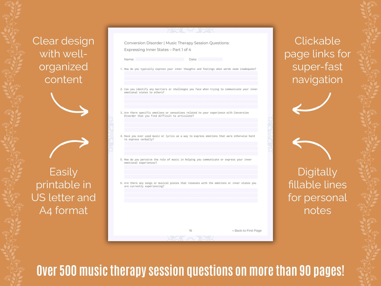 Conversion Disorder Music Therapy Counseling Templates