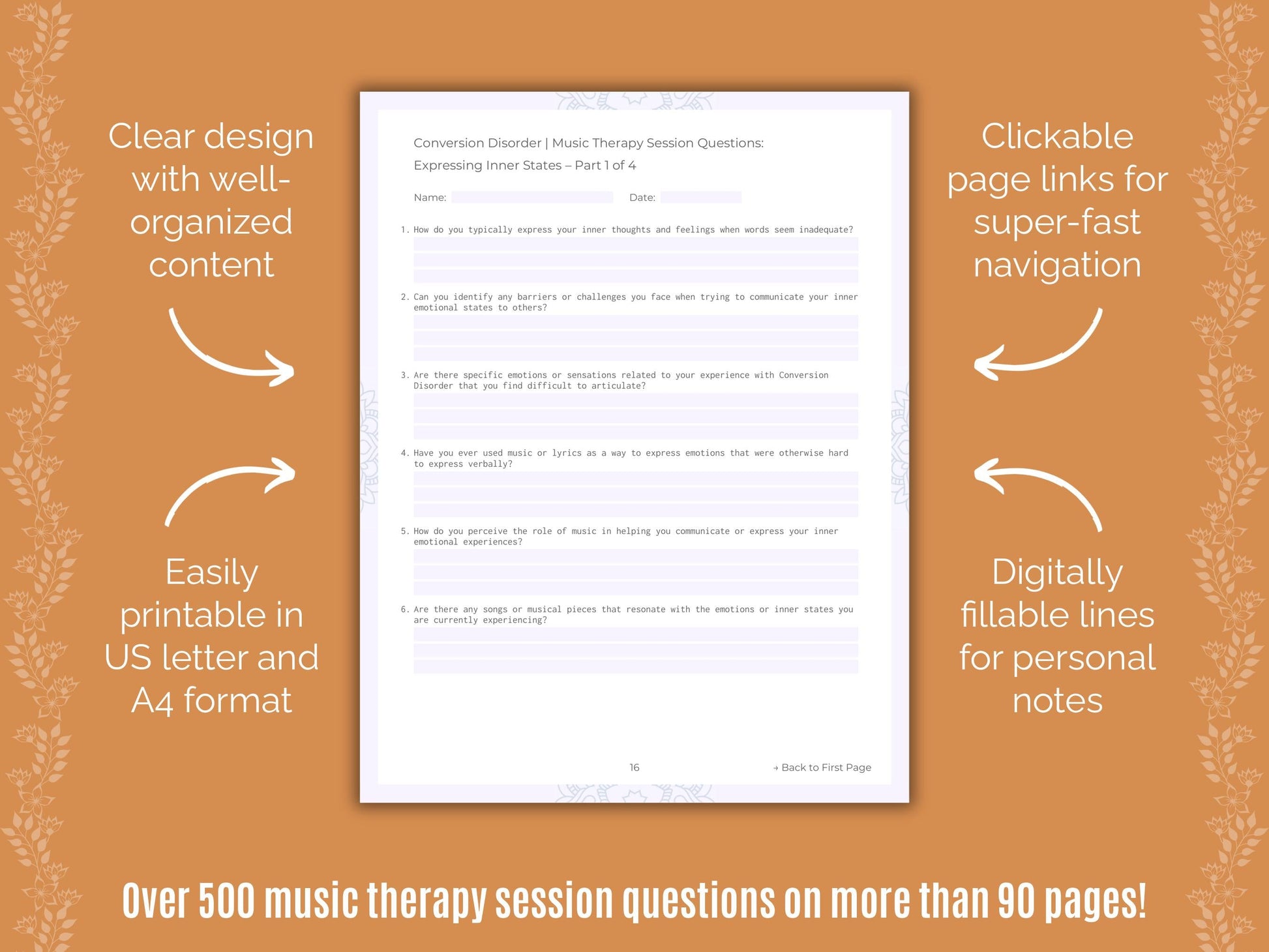 Conversion Disorder Music Therapy Counseling Templates