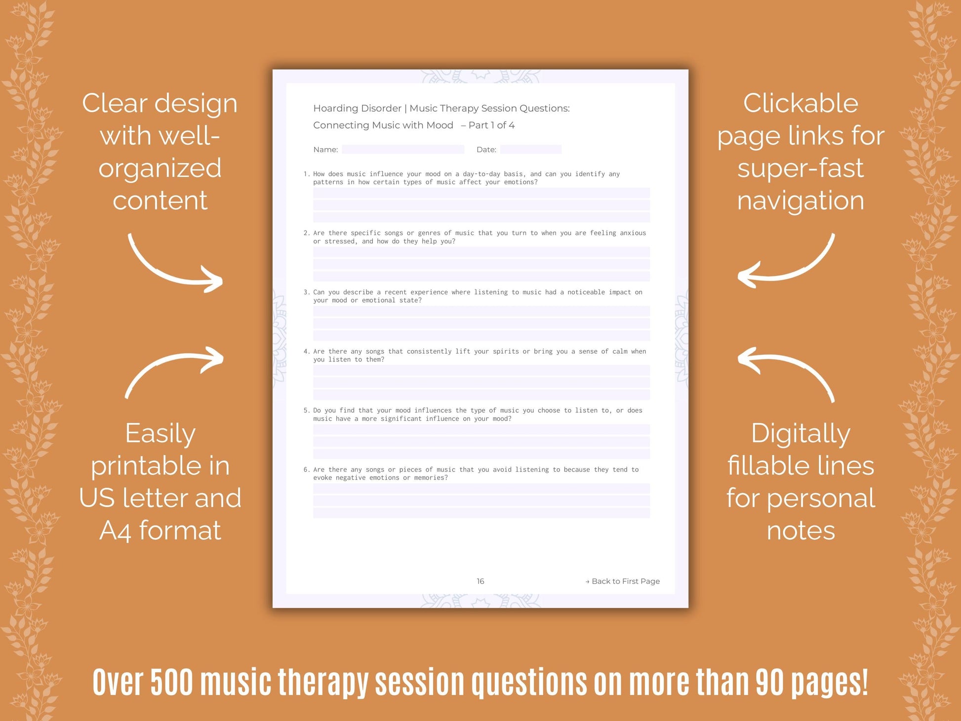 Hoarding Disorder Music Therapy Counseling Templates