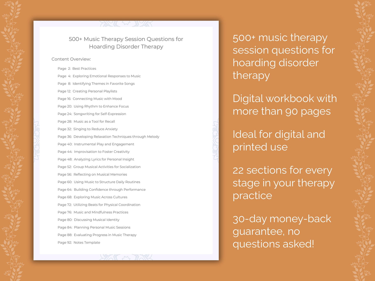 Hoarding Disorder Music Therapy Therapist Worksheets