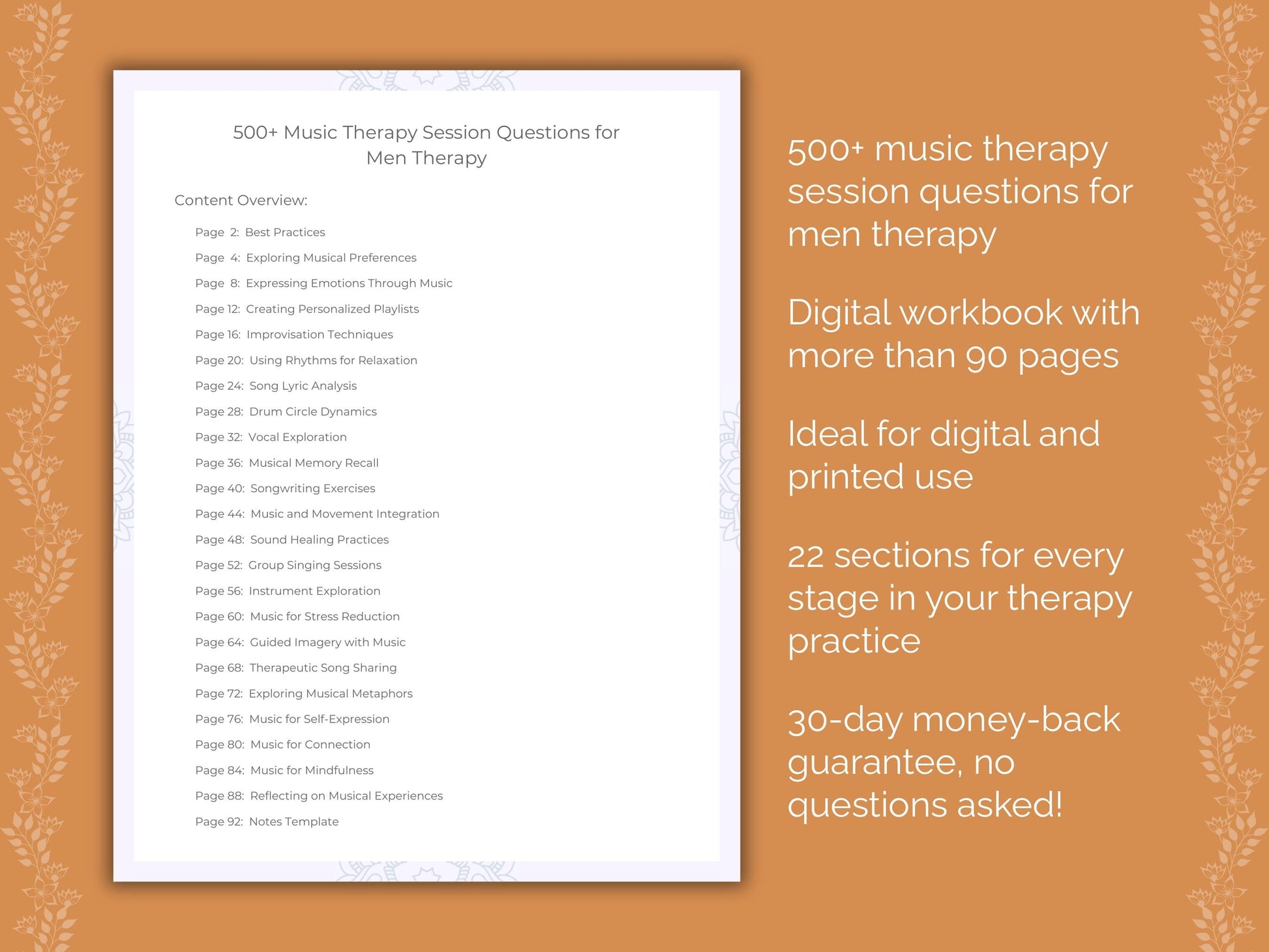 Men Music Therapy Therapist Worksheets