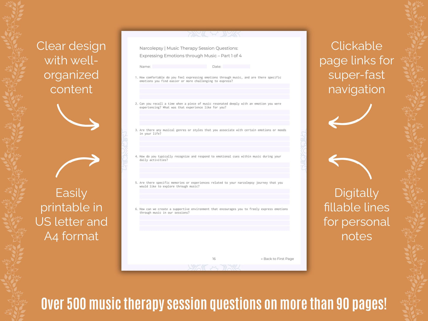 Narcolepsy Music Therapy Counseling Templates